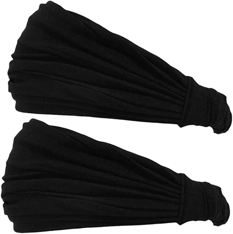 CCHARM Headband Bandana Japanese Style - Mens Head Wrap Womens Hair Band by Casualbox Apparel & Accessories > Clothing Accessories > Bandanas & Headties CCHARM Black 2-Pack Medium