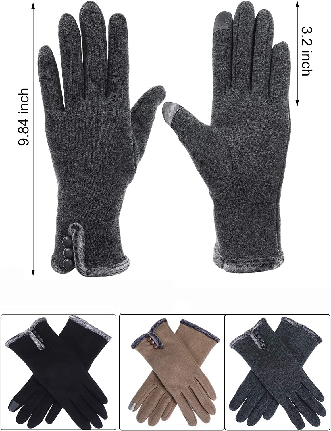 Women Winter Gloves Lined Warm Gloves Touchscreen Mittens for Cold Weather (3, Color 2) Apparel & Accessories > Clothing Accessories > Gloves & Mittens SATINIOR