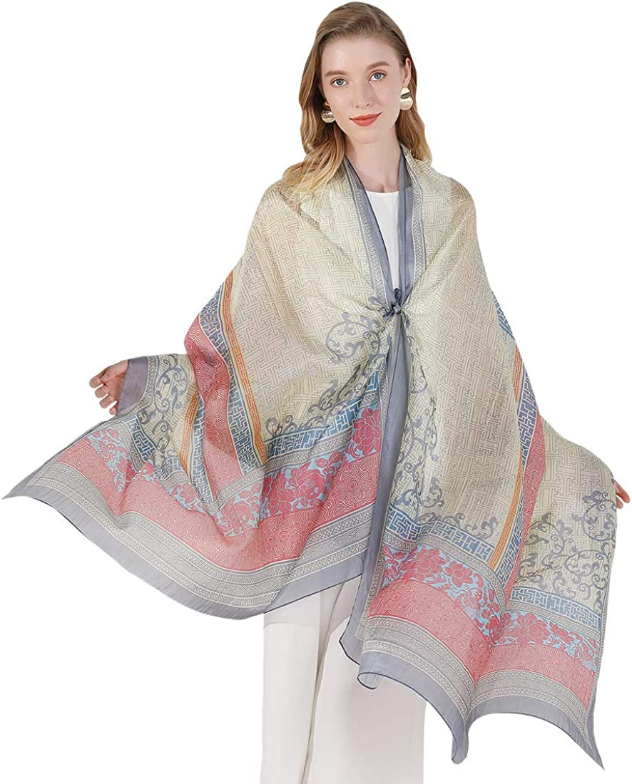 DANA XU Women'S Mulberry Satin Silk Fashion Summer Shawls Large Size Floral Scarf Oversize Soft Wraps for Evening Dresses Apparel & Accessories > Clothing Accessories > Scarves & Shawls DANA XU 13 Multicolor