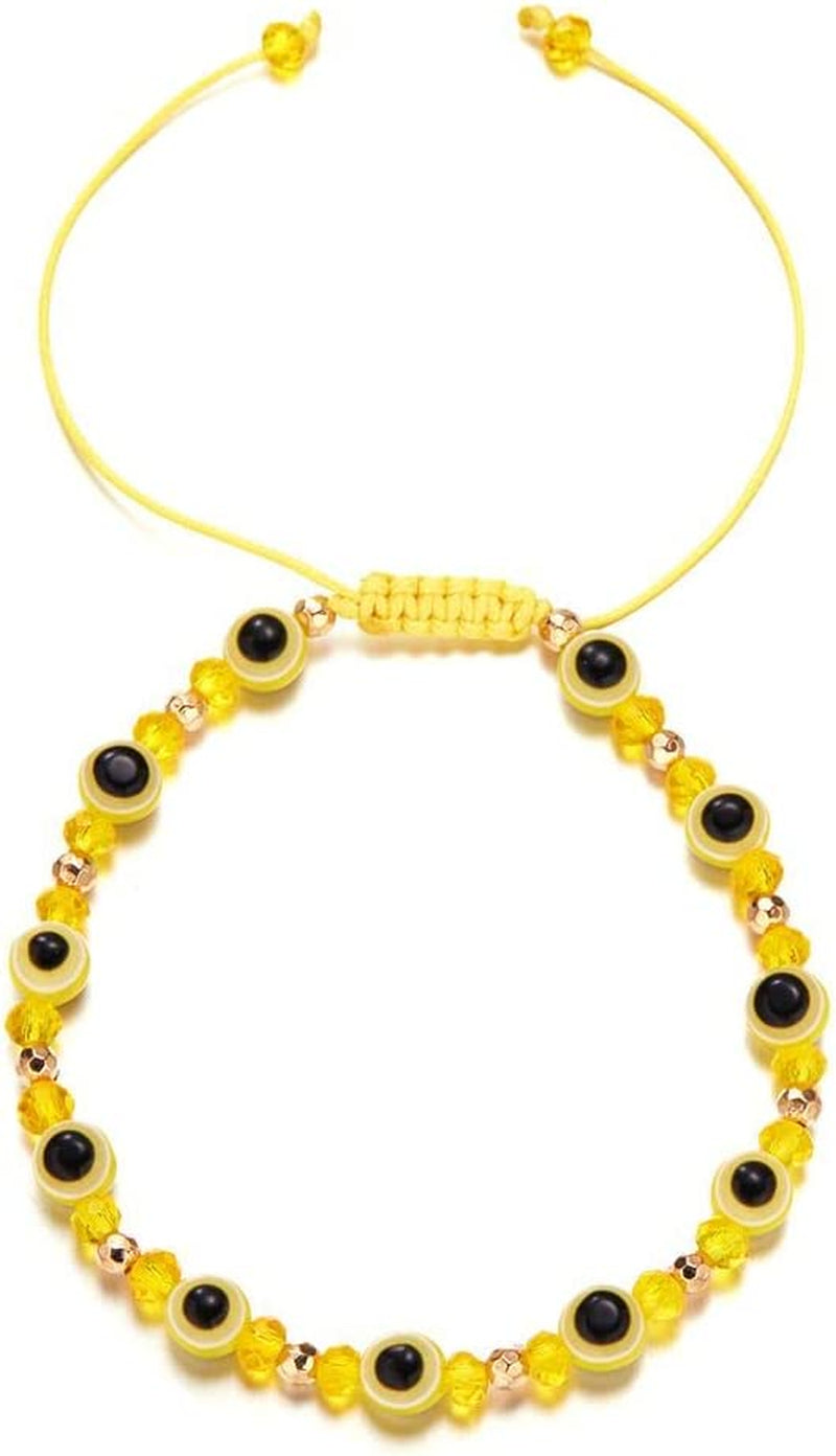 Evil Eye Beaded Bracelet Lucky Braid Rope Adjustable String Amulet Bracelet Retro Crystal Bead Friends Bracelet Jewelry for Women Men(Dark Blue) Apparel & Accessories > Jewelry > Bracelets Generic Green,Purple,Yellow