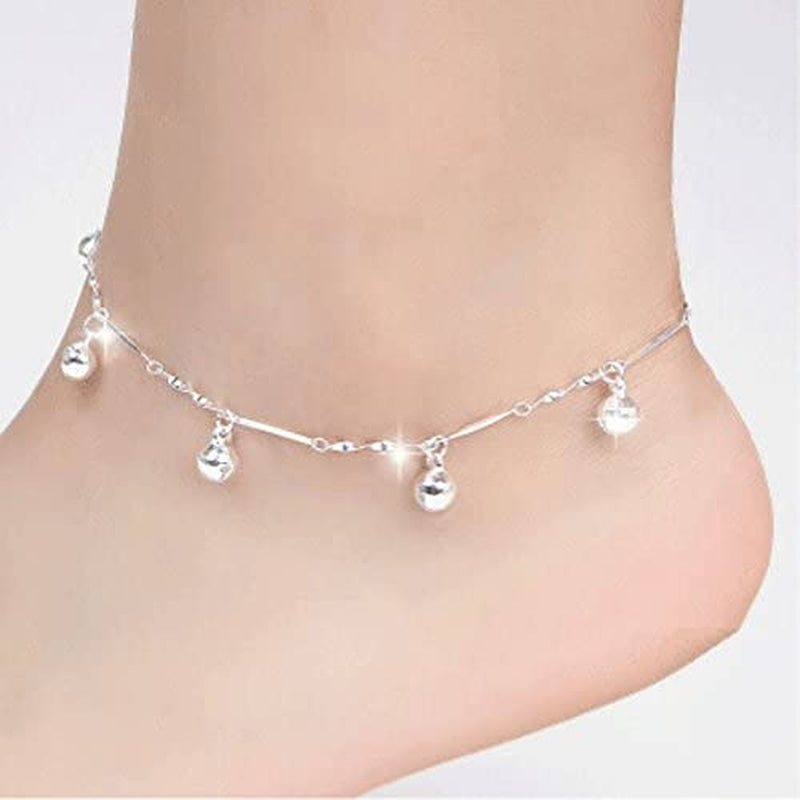 Beach Boho Anklet Foot Chain for Women Jewelry Beach Bells Barefoot Ankle Foot 5 Bracelet Sandal Women Chain Anklet Bracelets- Girl Jewelry (Silver, One Size) Apparel & Accessories > Jewelry > Anklets Generic
