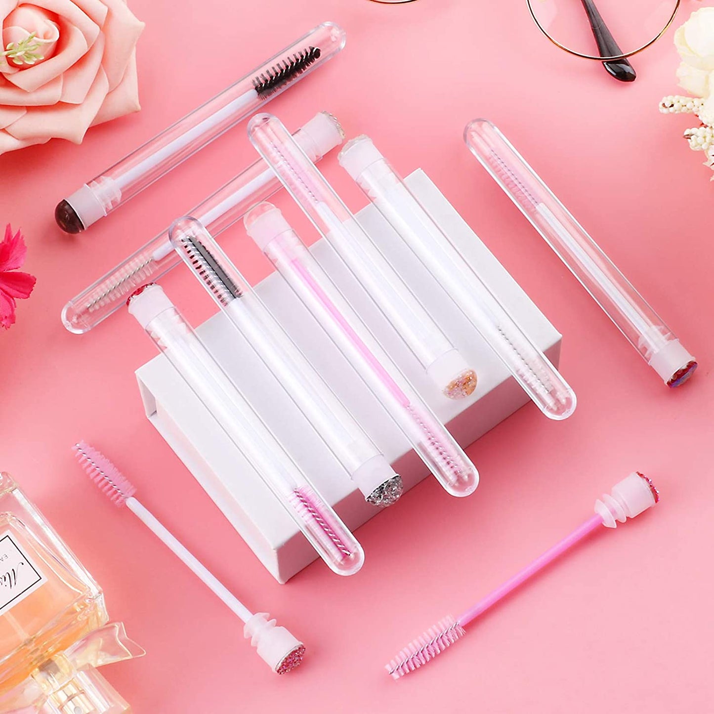 Dming 10Pcs Eyelash Brush Lash Wand Makeup Tool Eyelash Extension Supplies Cleaning Brush Diamond Mascara Mix Color Health & Beauty > Personal Care > Cosmetics > Cosmetic Tools > Makeup Tools Dming