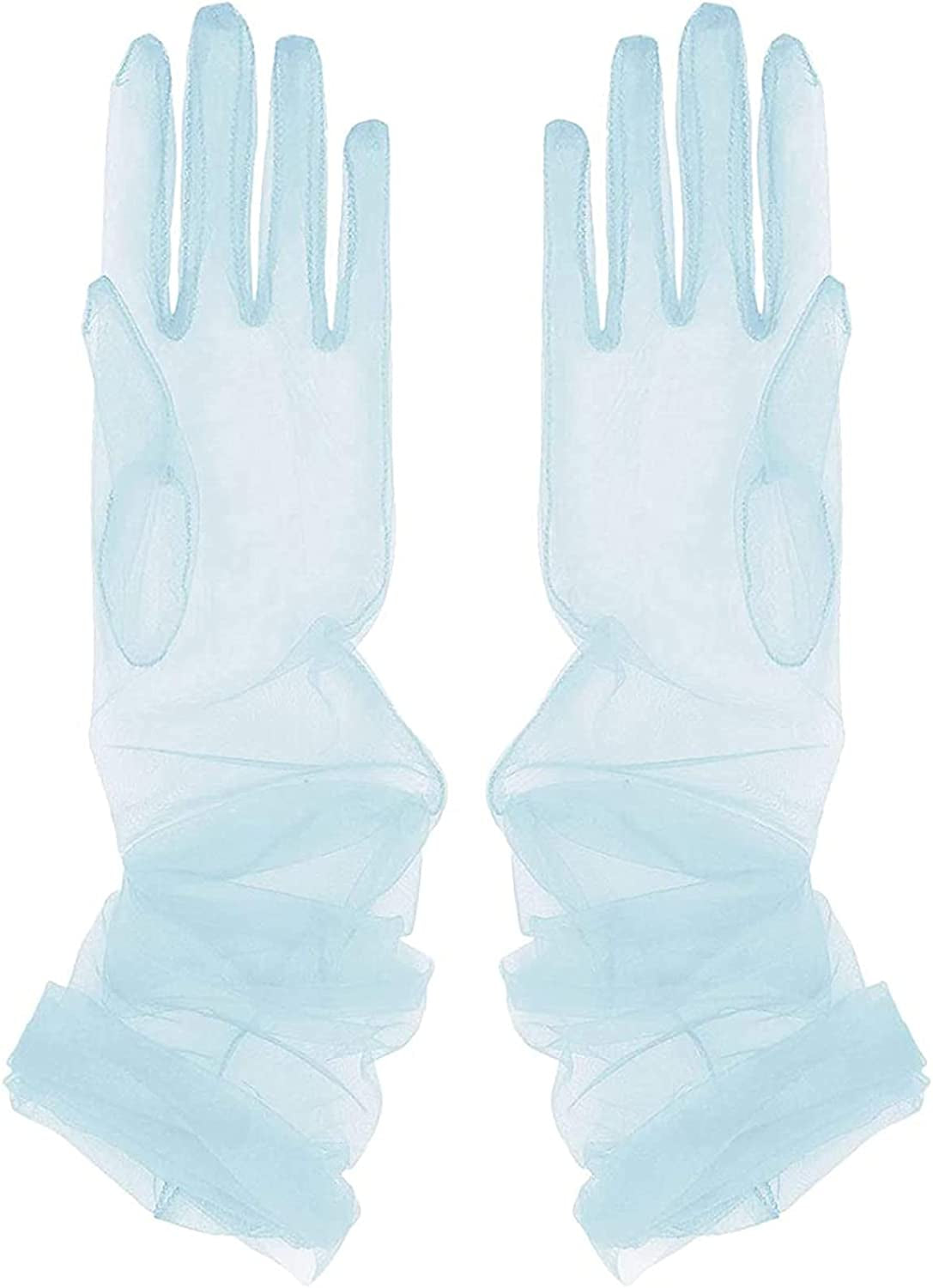TAIKMD Women'S Tulle Evening Long Gloves Party Opera Photography Semi Sheer Wedding Bridal Glove Mittens Apparel & Accessories > Clothing Accessories > Gloves & Mittens TAIKMD Sky Blue