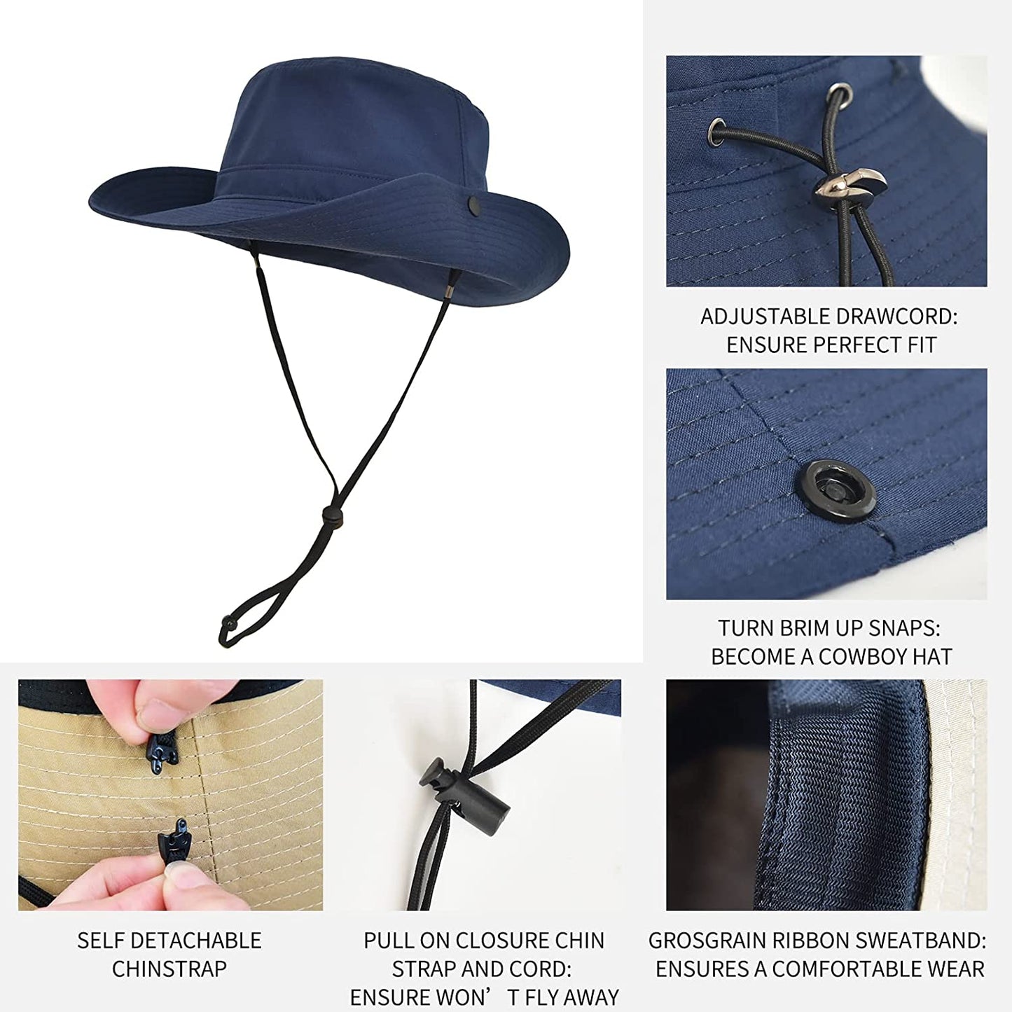 ENJOYFUR Womens Wide Brim Sun Hats with Sun Protection Summer Outdoor UPF Hat Unisex Mens Fishing Camping Hats Apparel & Accessories > Clothing Accessories > Hats ENJOYFUR