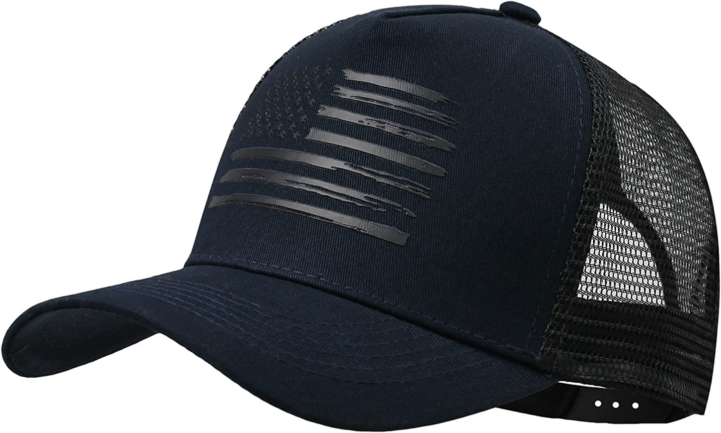 VIONLAN Baseball Cap American Flag Trucker Hat for Men Women 3D Embossed Logo Adjustable Outdoor Mesh Snapback Hat Apparel & Accessories > Clothing Accessories > Hats VIONLAN Navy/Black Flag