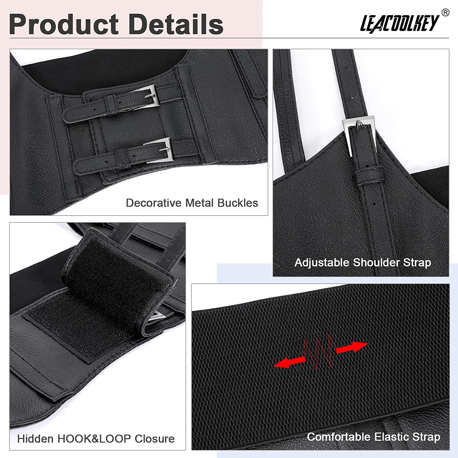 LEACOOLKEY Women Fashion Body Waist Belt Steampunk Underbust Corset Belt for Dress Apparel & Accessories > Clothing Accessories > Belts LEACOOLKEY