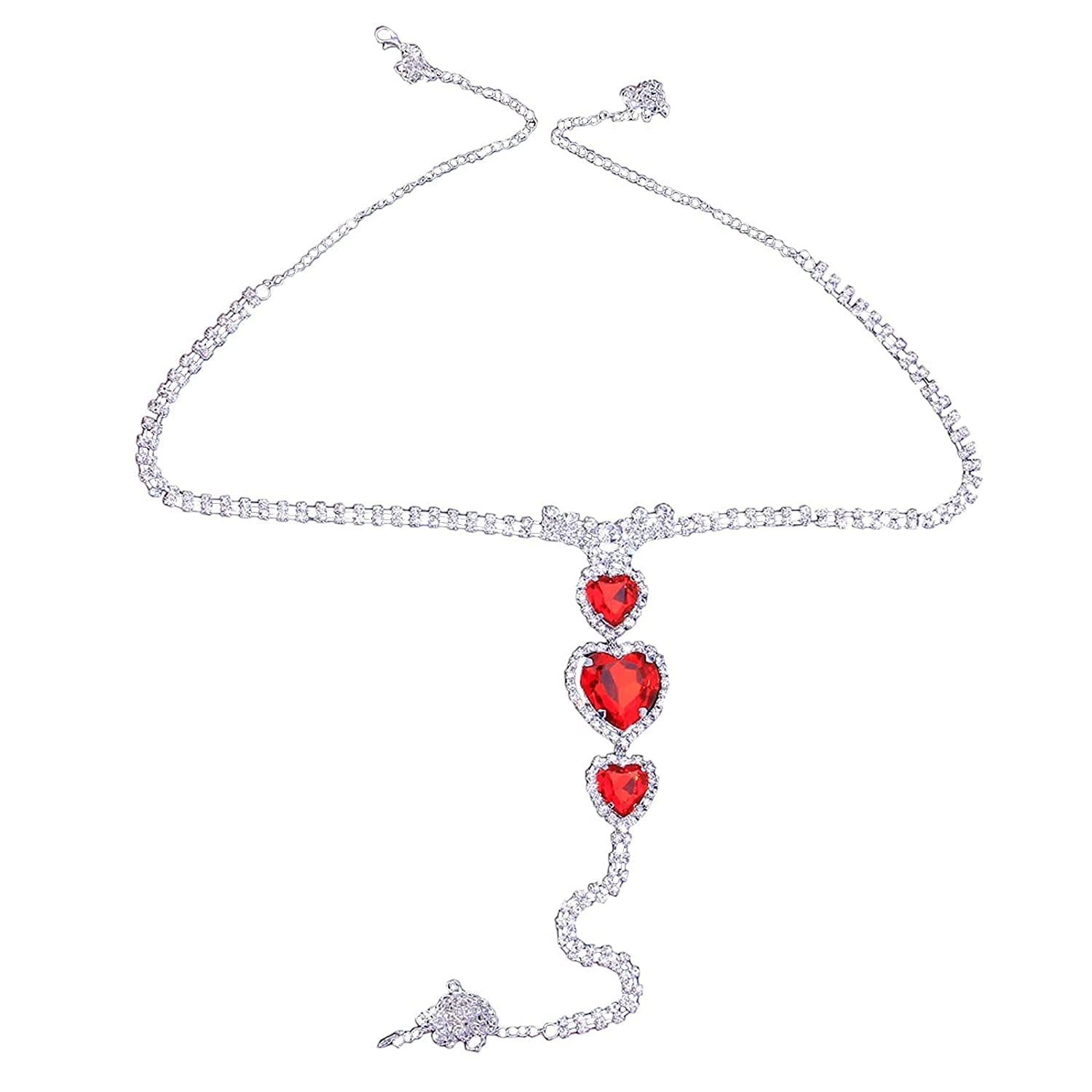 Sexy Red Rhinestone Panties Thong Crystal Waist Belly Bikini Body Chain Jewelry Rhinestone Underwear G-String Chain for Women (Silver 1) Apparel & Accessories > Jewelry > Body Jewelry Cusmyre Silver 4