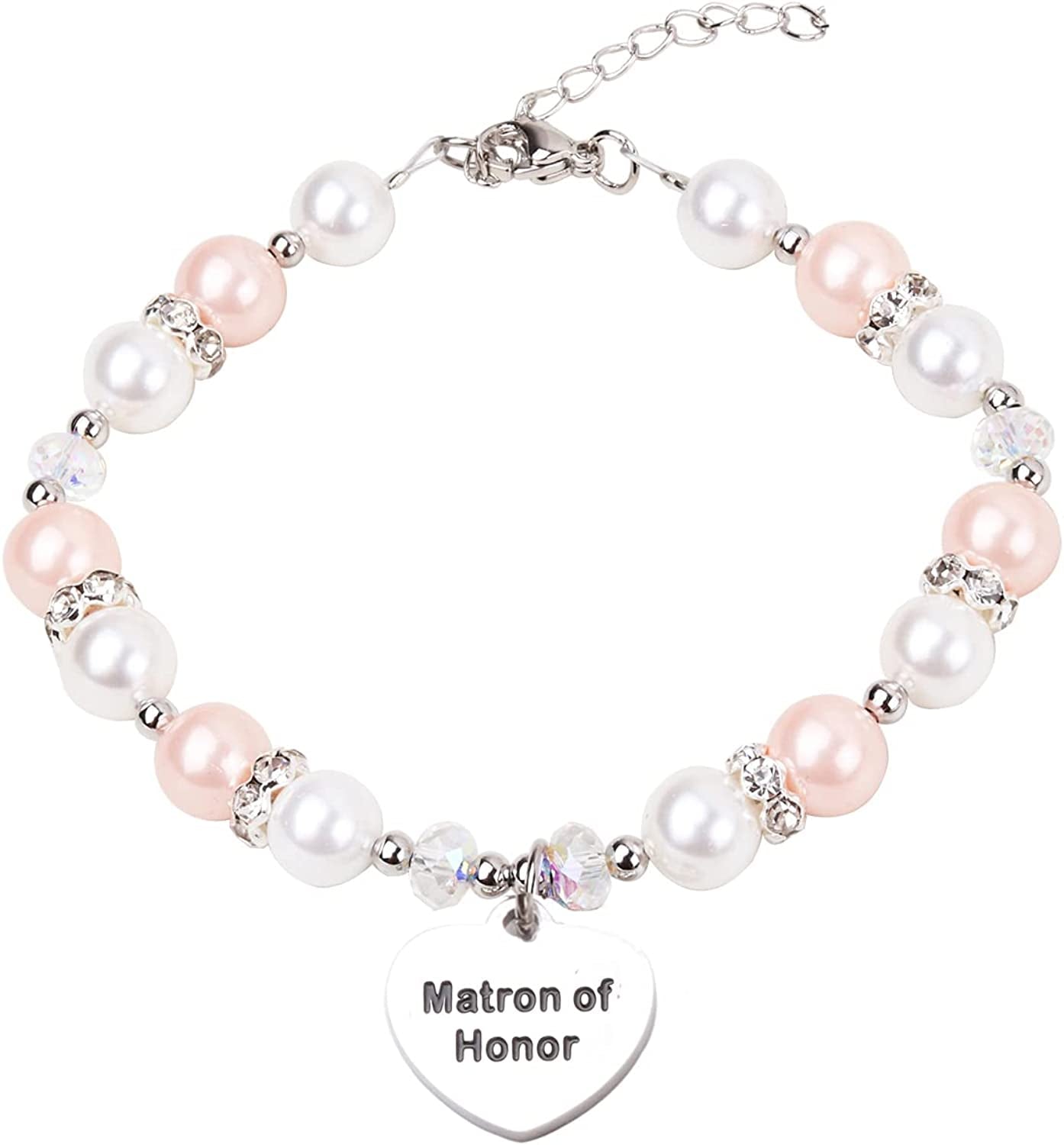 Junior Bridesmaid Bracelet Wedding Party Gifts Bridesmaid Bracelet Maid of Honot Bracelet Matron of Honor Jewerly Bridal Party Gift Bridesmaid Gift Apparel & Accessories > Jewelry > Bracelets AZFEIYA Matron of honor-P