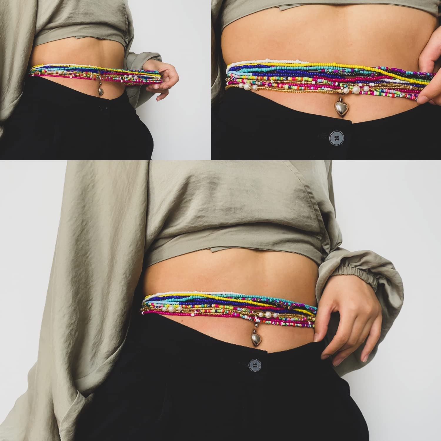 TOBENY 31.5 Inch Elastic Waist Beads for Women 32PCS Colorful Summer Layered Beaded Waist Belly Beads Bikini Jewelry African Waist Beads Body Chain Sets Apparel & Accessories > Jewelry > Body Jewelry TOBENY