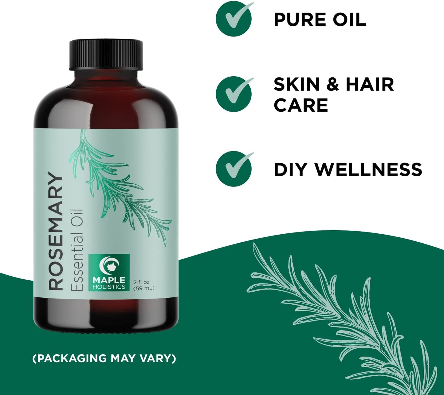 Pure Rosemary Oil for Hair Care - Volumizing Aromatherapy Rosemary Essential Oil for Diffuser plus Hair Skin and Nail Care - Nourishing Rosemary Hair Oil for Enhanced Shine and Dry Scalp Care 2Oz Health & Beauty > Personal Care > Hair Care Maple Holistics