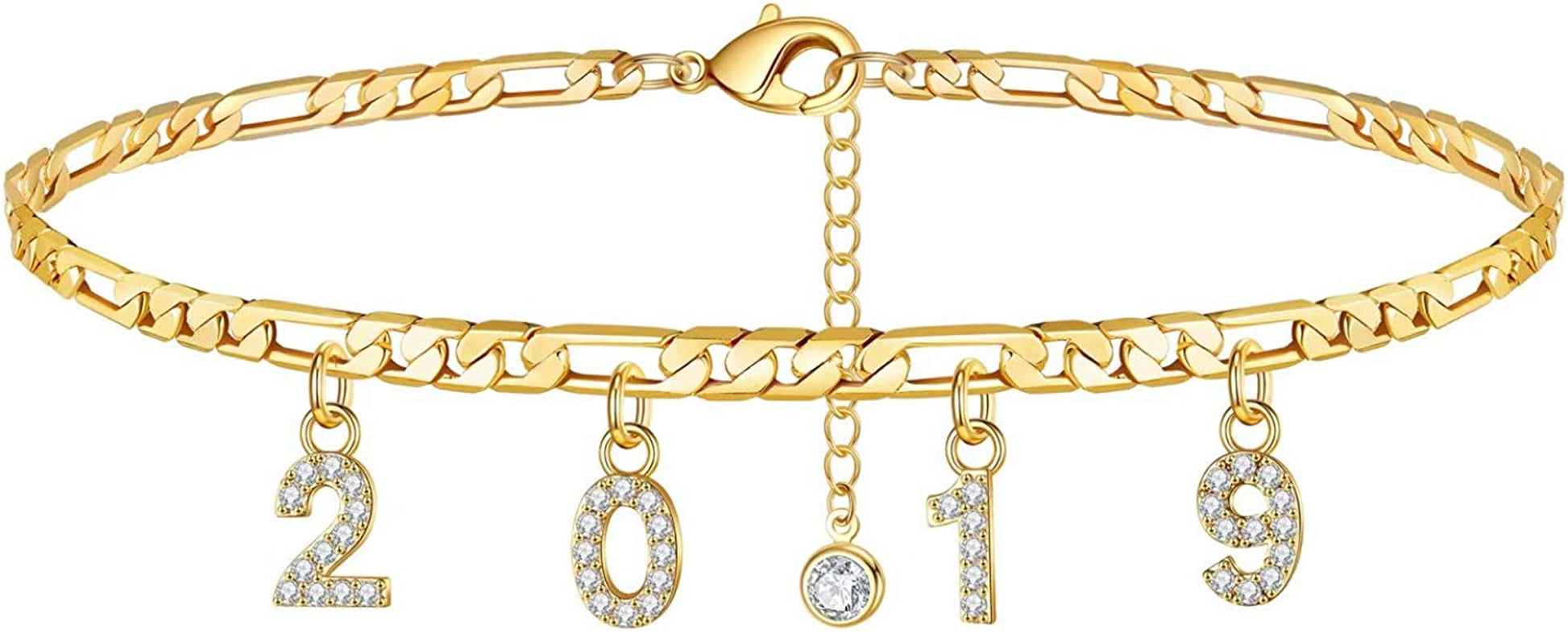 Turandoss Birth Year Number Ankle Bracelets for Women, 14K Gold Filled Dainty CZ Date Anklet Personalized Birth Year Number Ankle Bracelets for Women Beach Foot Jewelry Apparel & Accessories > Jewelry > Anklets Turandoss 2019