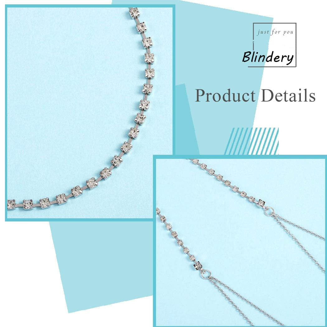 Blindery Sexy Body Chains Silver Rhinestone Belly Waist Chain Beach Body Jewelry Party Body Accessory for Women and Girls Apparel & Accessories > Jewelry > Body Jewelry Blindery