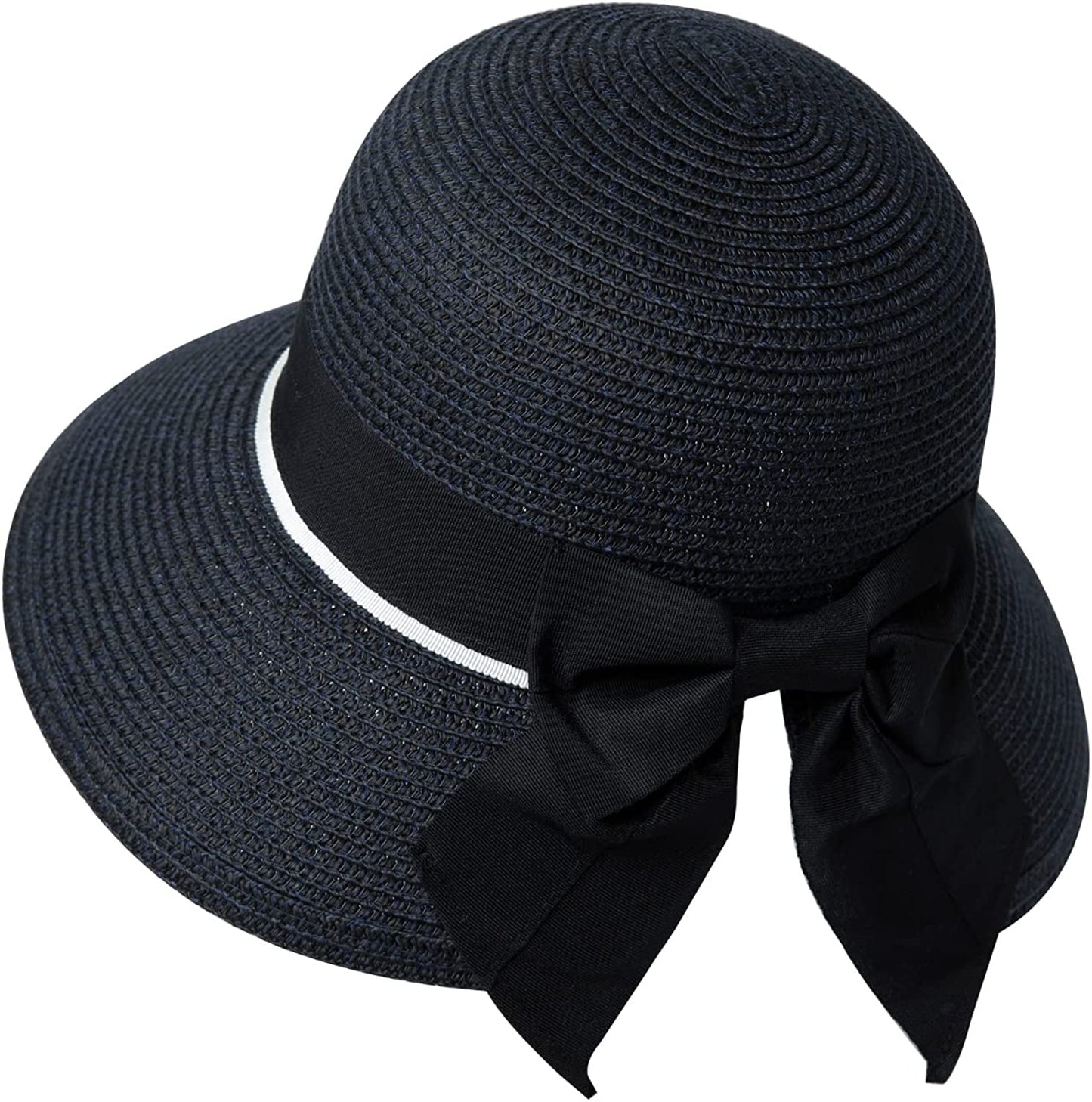 Comhats Womens Floppy Summer Sun Beach Straw Hat UPF50 Foldable Wide Brim 55-60Cm Apparel & Accessories > Clothing Accessories > Hats Comhats 89015_navy Mix Medium
