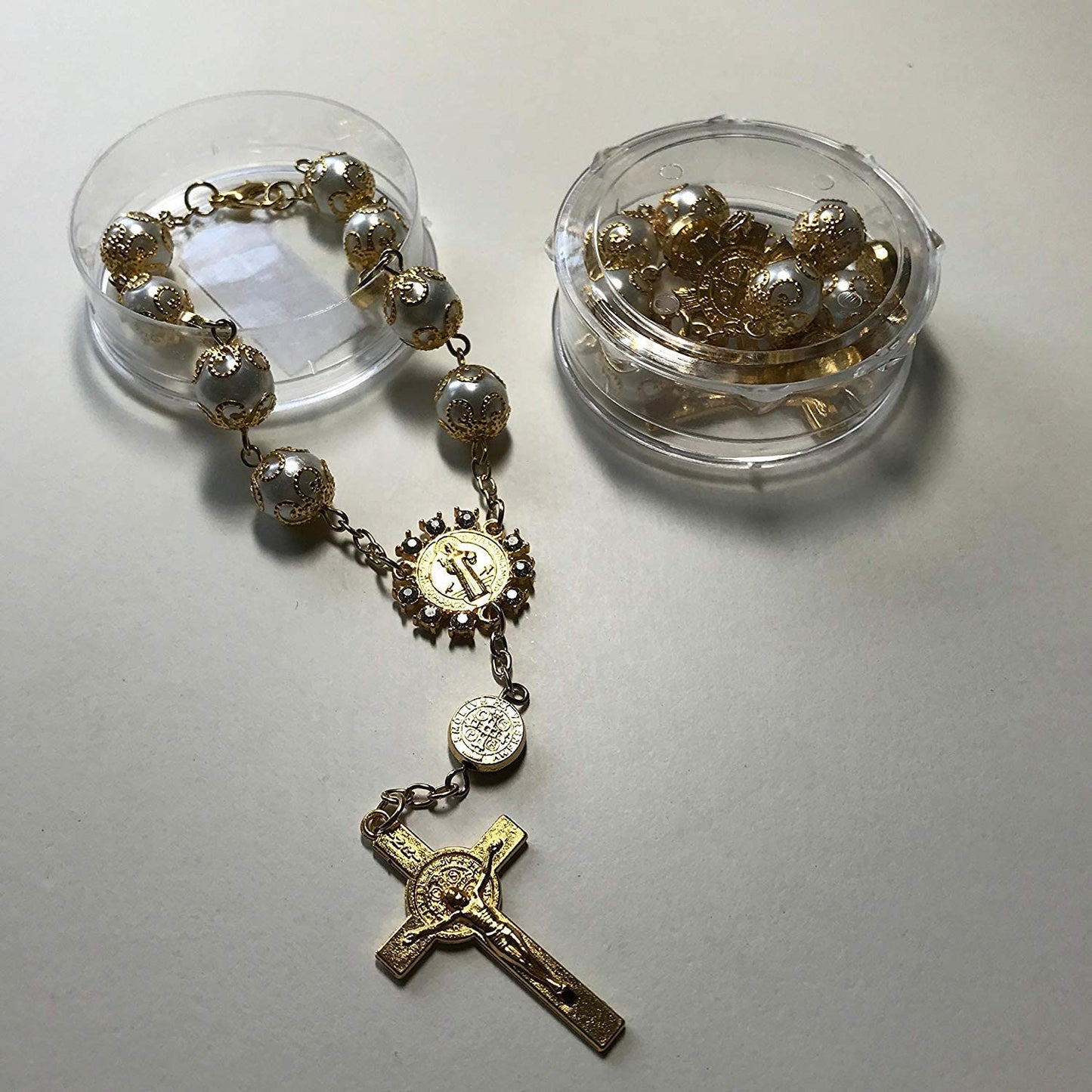 Gold/Silver Boy/Girl Hand Bracelet,Mini Rosary Rhinestone Memories Gift for Baptism/First Communion Festivities 12 Party Pack Apparel & Accessories > Jewelry > Bracelets YRP Gifts