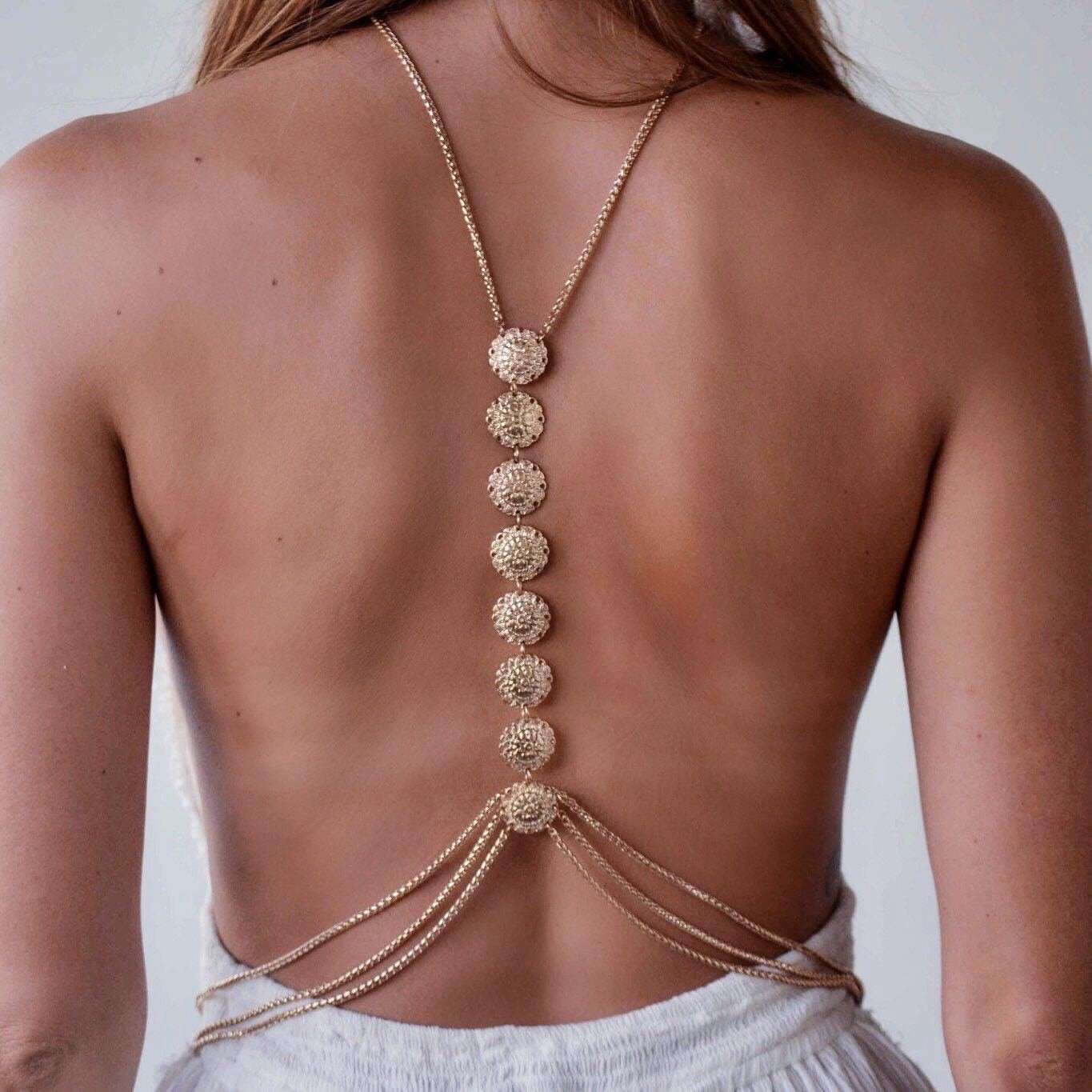 Fxmimior Belly Body Chain Hot Bikini Sexy Double Gold Layer Cross over Harness Body Jewelry Waist Charm Belly Chain for Women Apparel & Accessories > Jewelry > Body Jewelry fxmimior