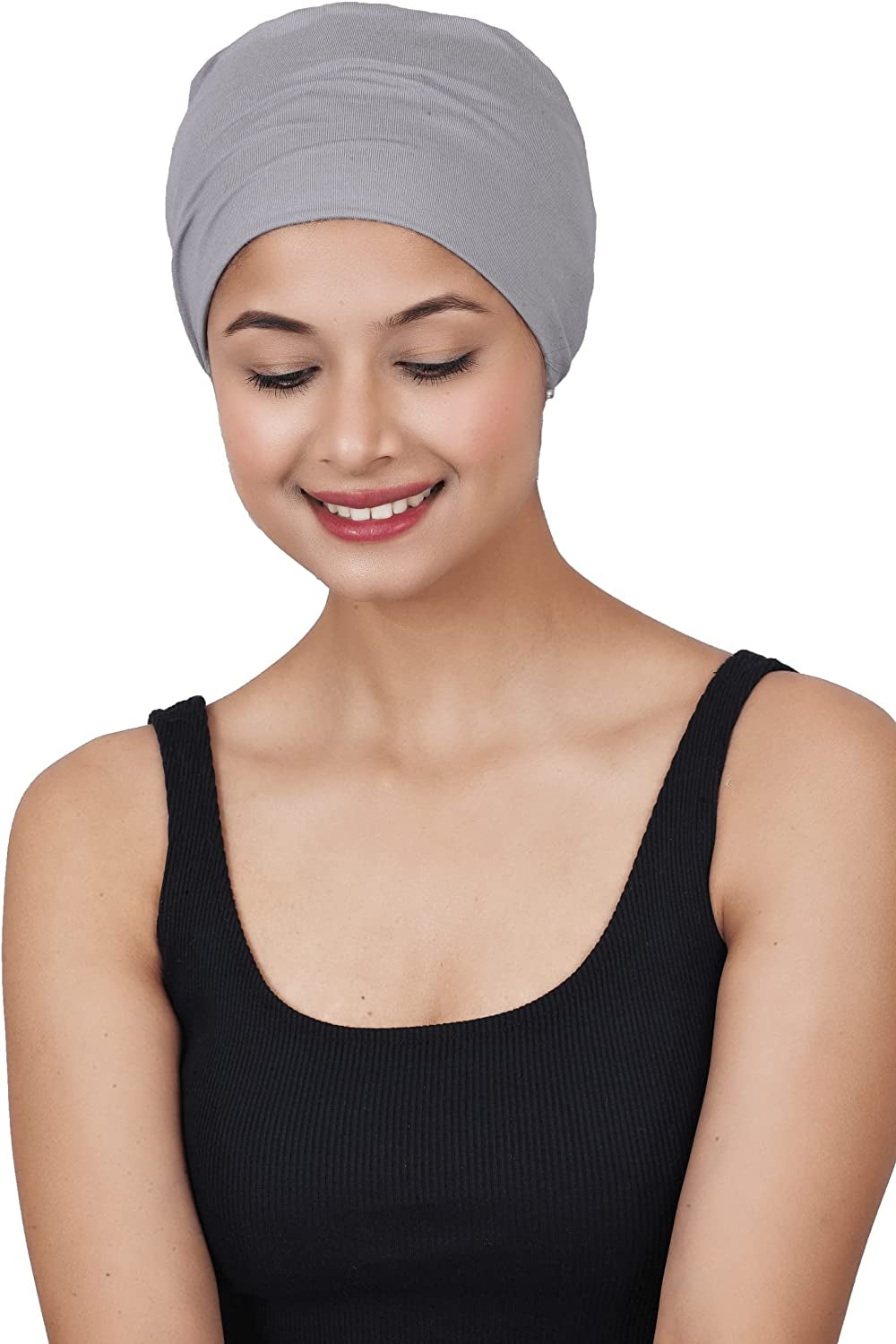 SAKUCHI Chemo Hats Solid Sleep Cap Women'S Bamboo Soft Headwear Cancer Cap Apparel & Accessories > Clothing Accessories > Headwear SAKUCHI Ash