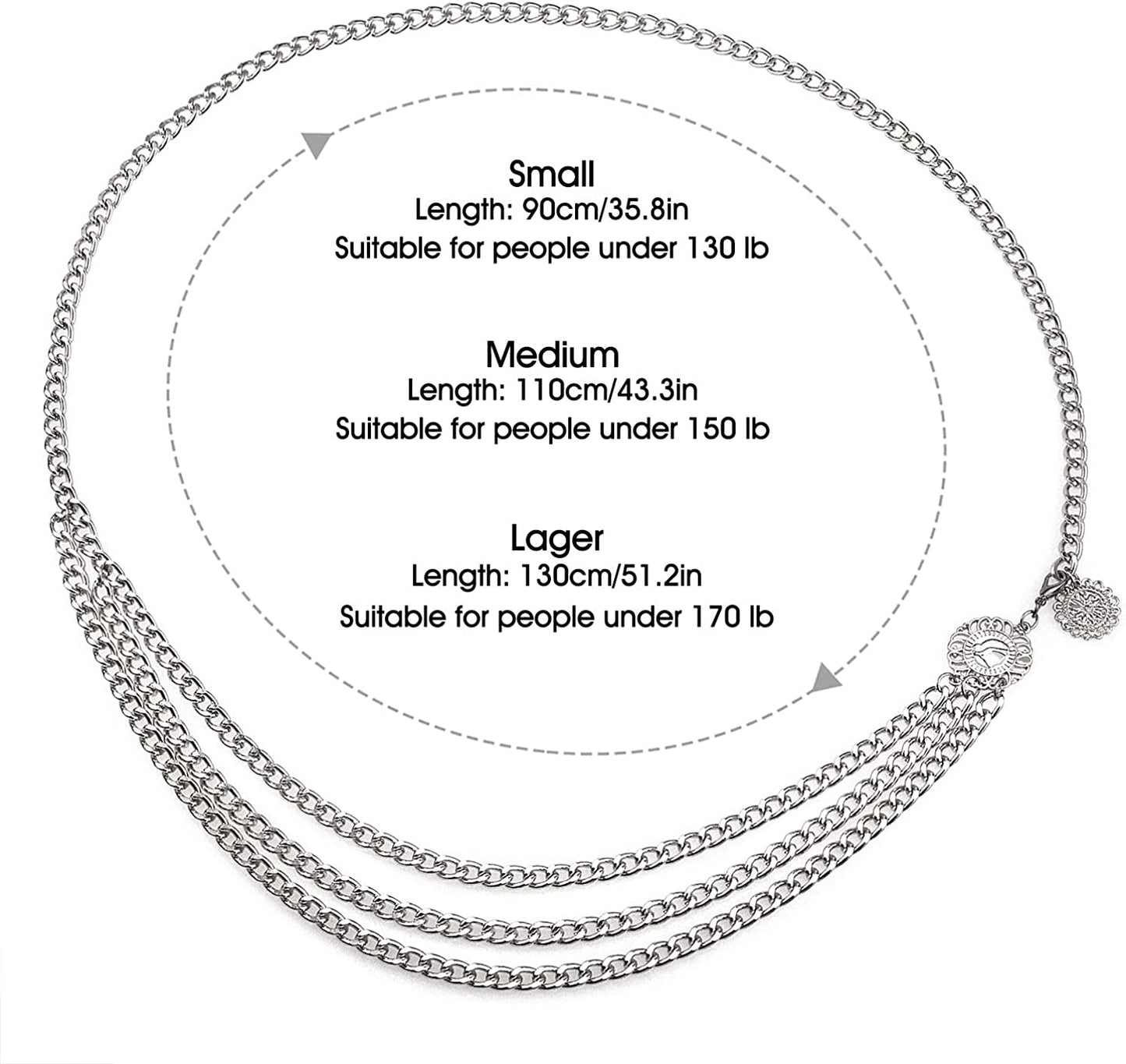 Glamorstar Multilayer Metal Waist Chain Dress Belts Metal Belt for Women Apparel & Accessories > Clothing Accessories > Belts Glamorstar