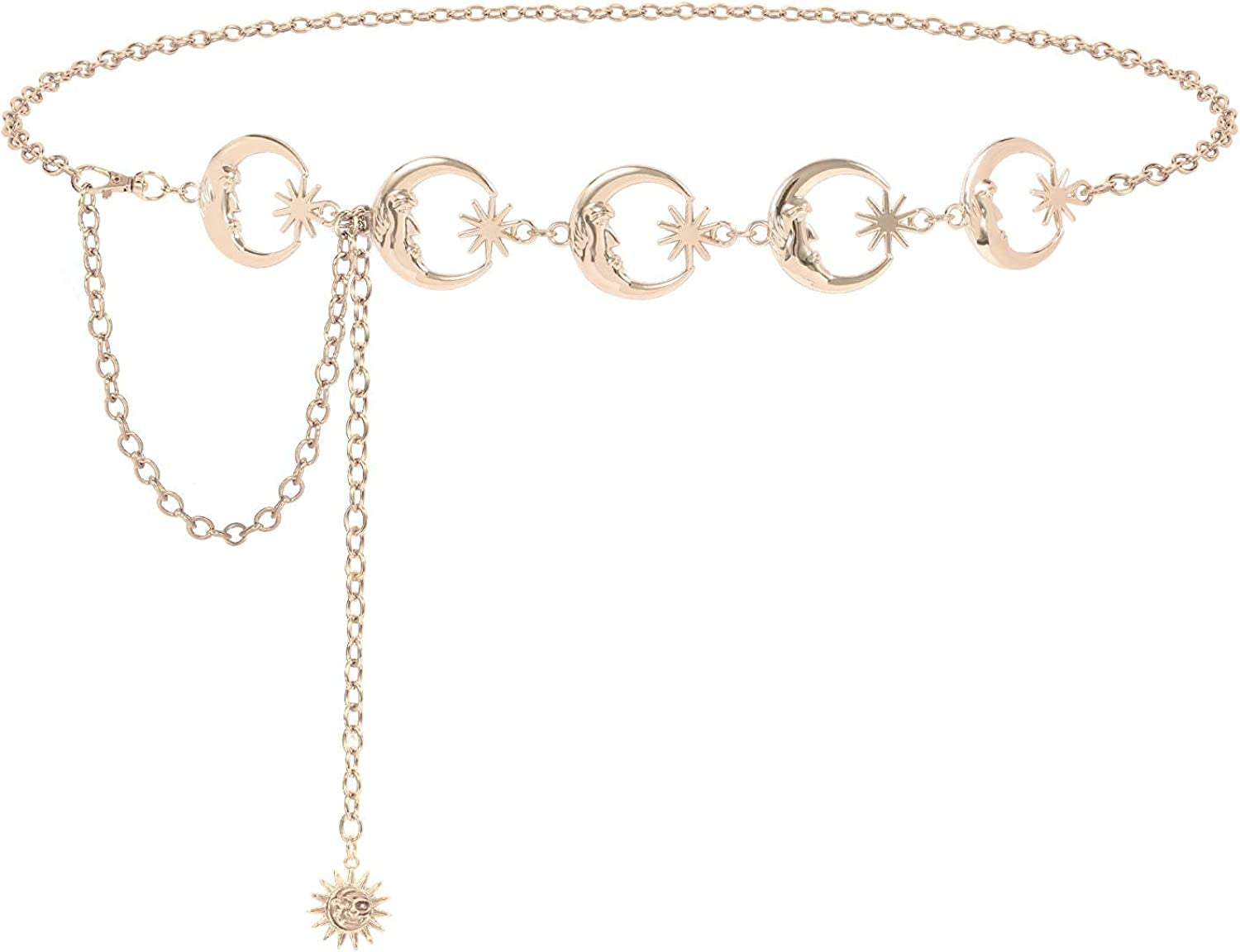 Metal Body Chain Women Belly Waist Chain SUOSDEY Fashion Body Jewelry Link Belts Apparel & Accessories > Jewelry > Body Jewelry SUOSDEY B-gold Moon S: Fit for Waist up to 30 inches