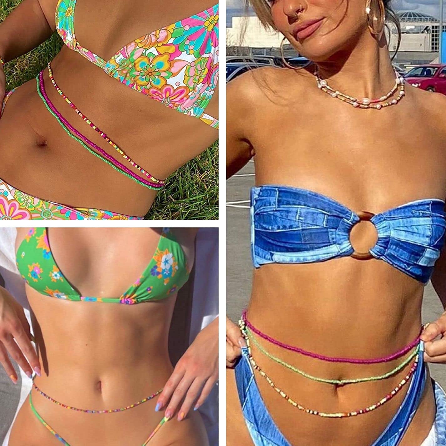 RLMOON 24-50Inch Waist Beads for Women African Waist Beads plus Size Layered Belly Bead Body Chain Waist Beads Colorful Waist Jewelry(8Pcs) Apparel & Accessories > Jewelry > Body Jewelry RLMOON