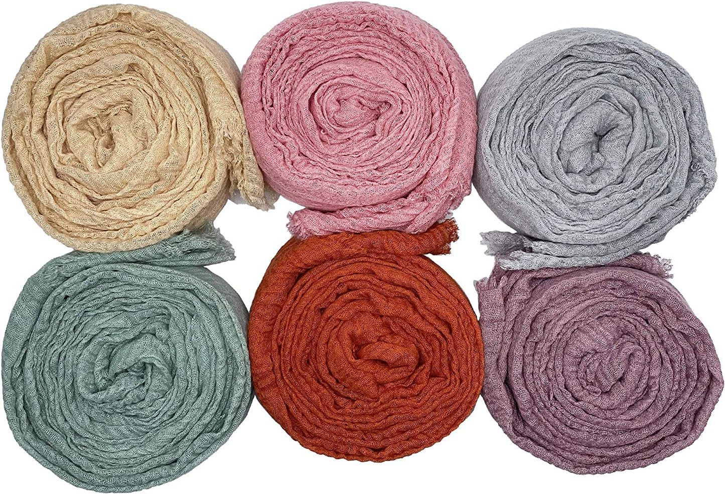 MANSHU 6 PCS Women Soft Scarf Shawl Long Scarf, Scarf and Wrap, Big Head Scarf Apparel & Accessories > Clothing Accessories > Scarves & Shawls MANSHU Yellow, Grey, Pink, Orange, Green, Bean Paste