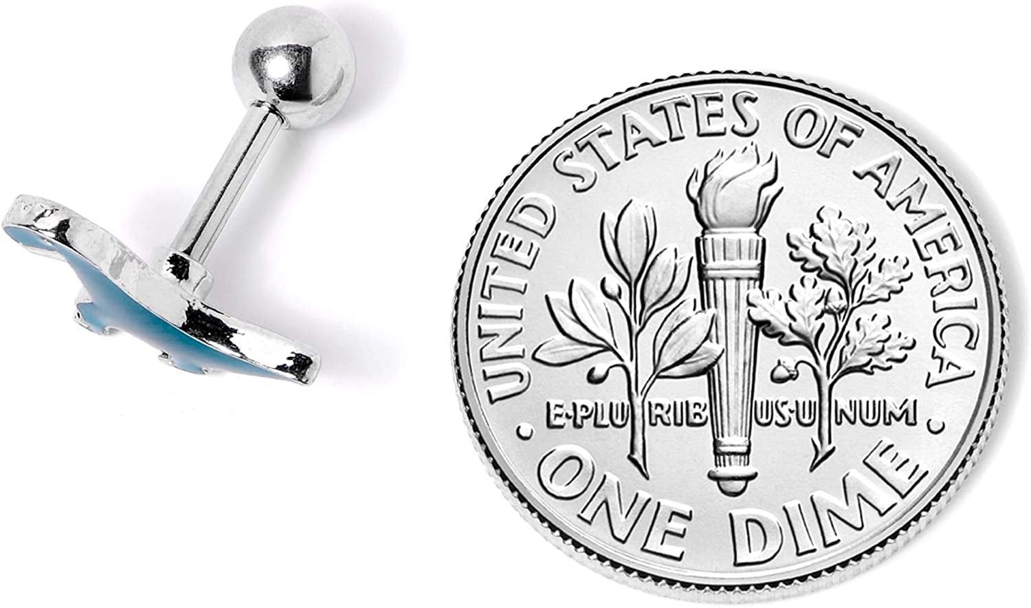 Body Candy 16G Womens 316L Stainless Steel Green Dinosaur Cartilage Earring Helix Tragus Jewelry 1/4" Apparel & Accessories > Jewelry > Body Jewelry Body Candy