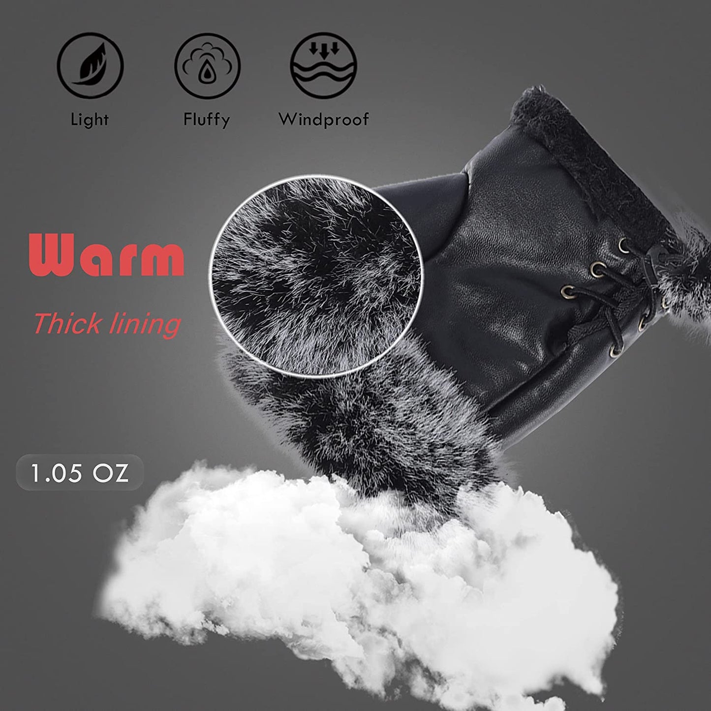 Winter Fingerless Gloves Cute Typing Gloves Fuzzy Furry Leather Mittens Faux Fur Lined Gloves Warm Hands Warmer Gloves Women Apparel & Accessories > Clothing Accessories > Gloves & Mittens Fur Story