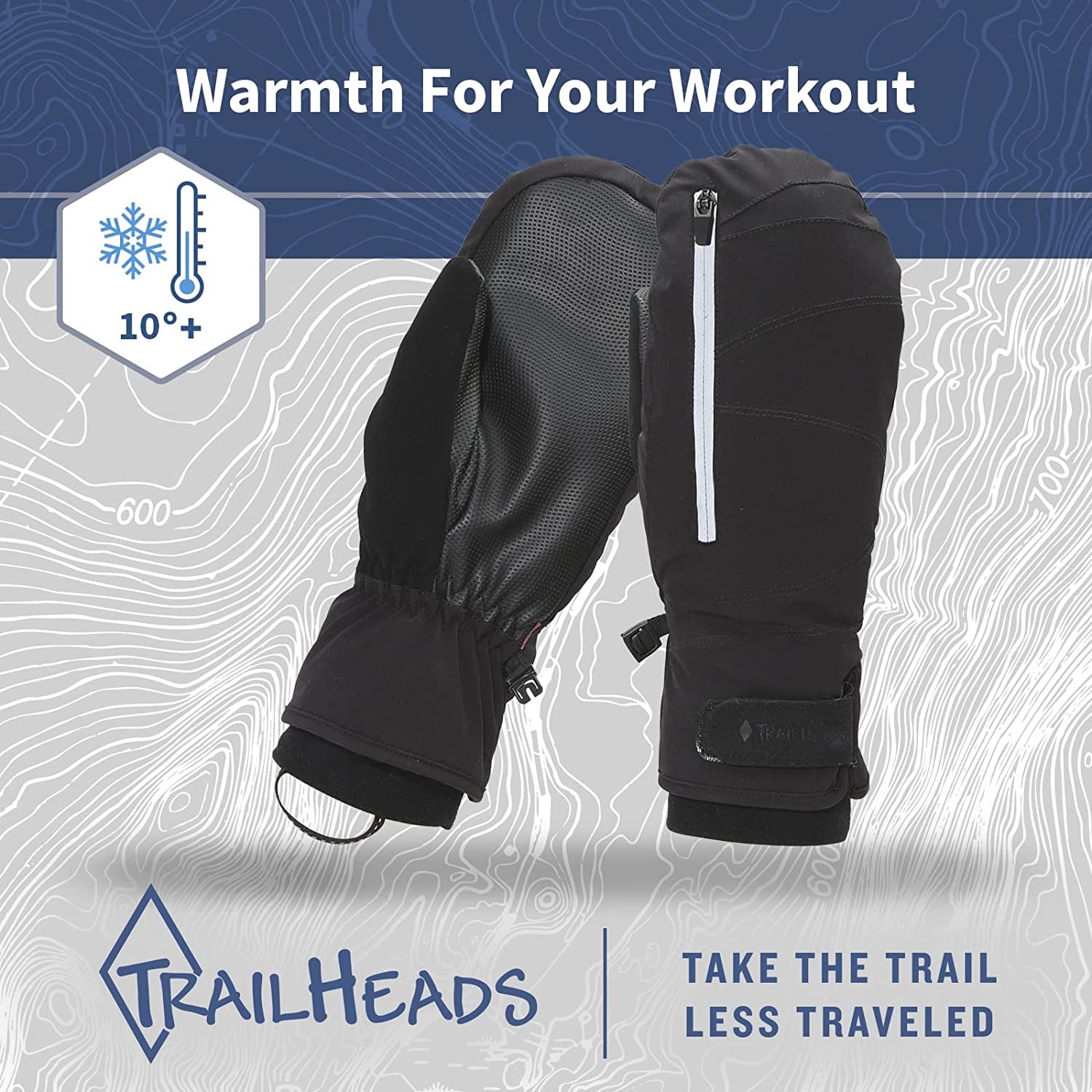 Trailheads Women’S Convertible Zip Mitts | Winter Running Mittens | Thermal Mittens for Cold Weather | Women’S Mittens for Outdoor Sports - Black Apparel & Accessories > Clothing Accessories > Gloves & Mittens TrailHeads