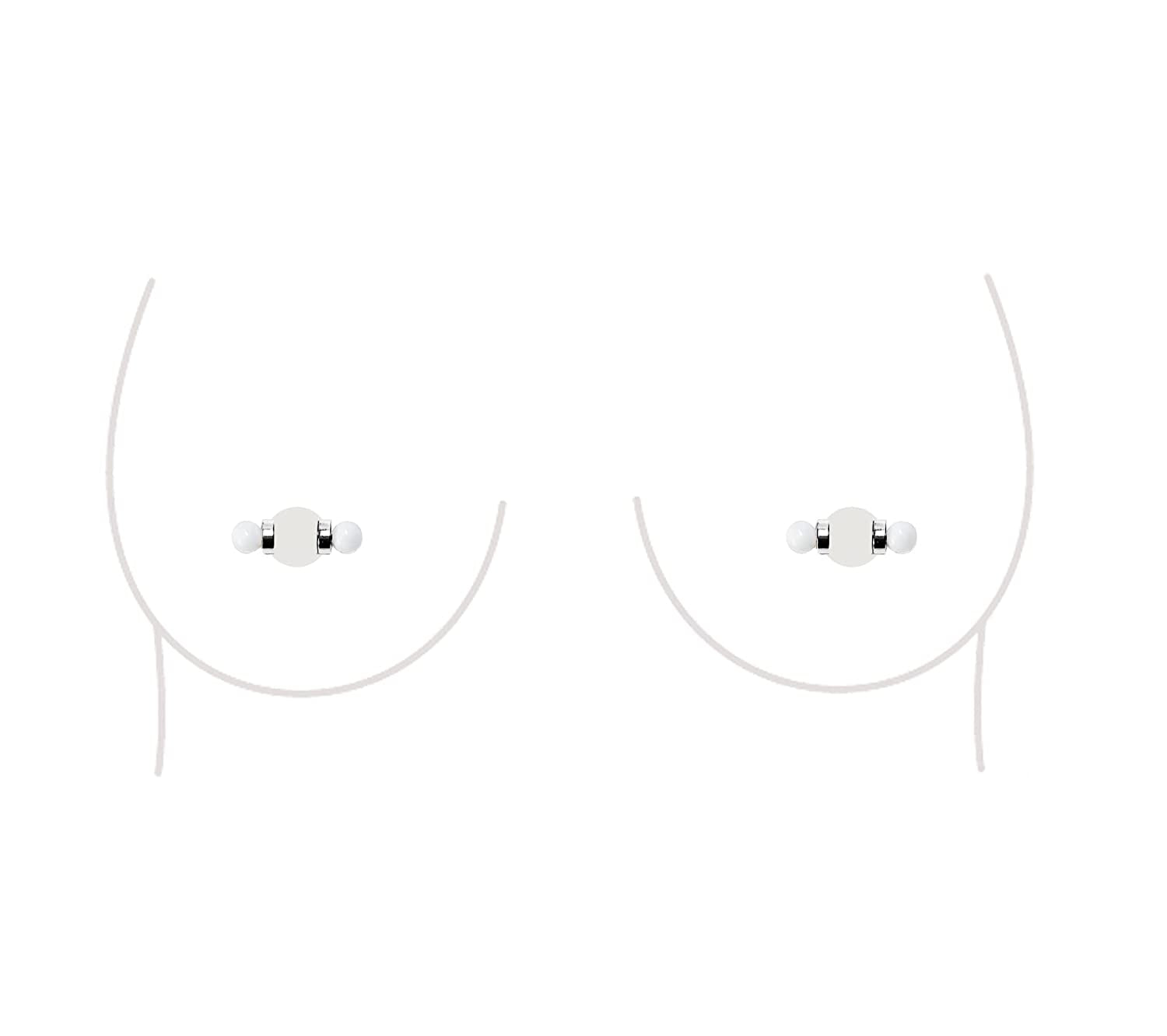 Non-Piercing Nipple Ring Magnetic Barbell Stud Fake Body Jewelry for Women (A - Mini (Aqua)) Apparel & Accessories > Jewelry > Body Jewelry All Body Art B - Regular (White)