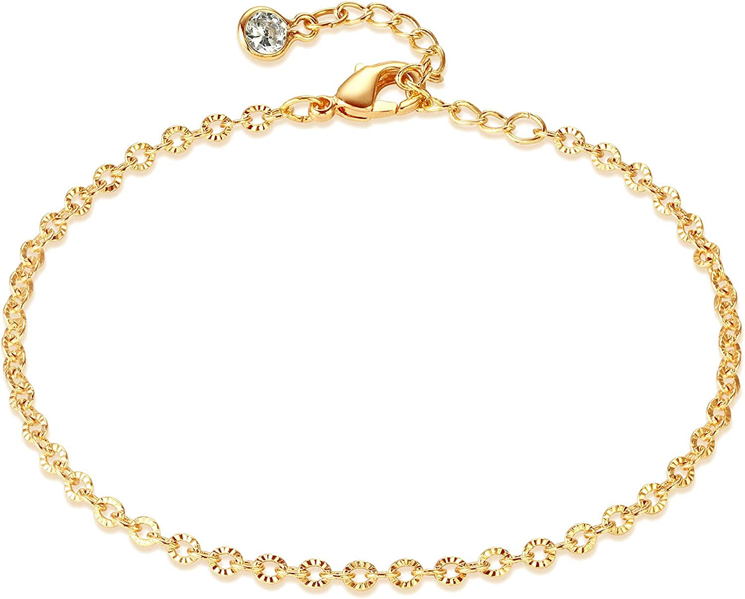 Dremmy Studios Simple Gold Chain Anklet,14K Gold/Silver Plated Dainty Summer Beach Anklets for Women Apparel & Accessories > Jewelry > Anklets DREMMY STUDIOS Gold Chain
