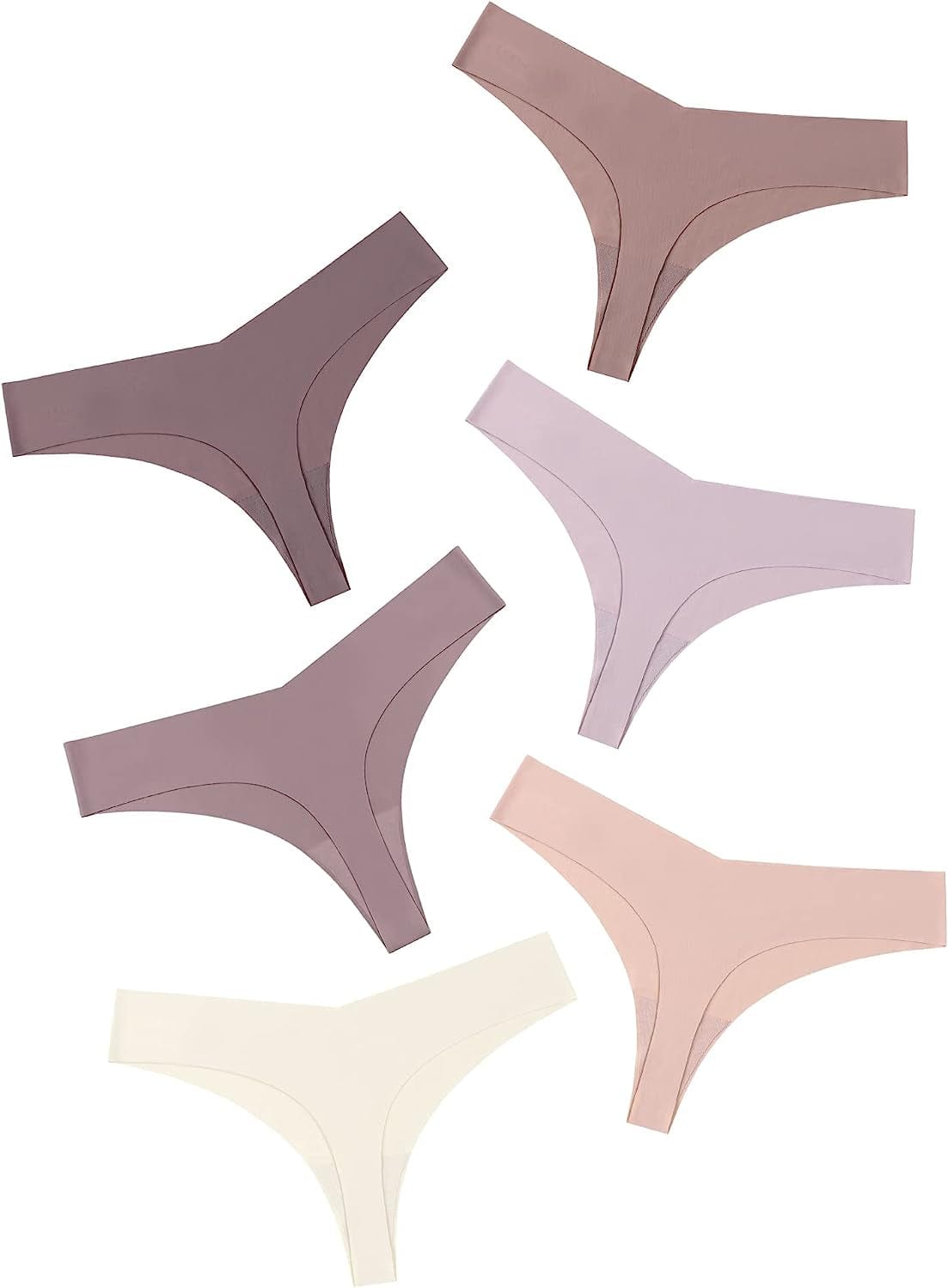 DEANGELMON Seamless Thongs for Women No Show Thong Underwear Women Comfortable Multiple Pack Bean Paste-6pack / Medium