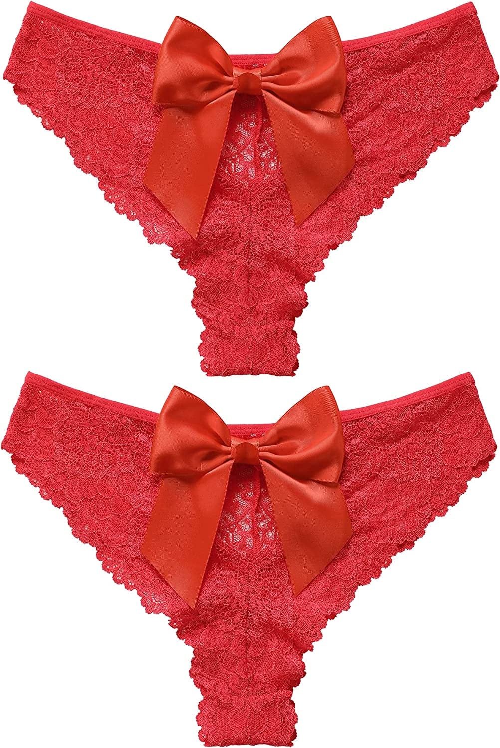 DEANGELMON Seamless Thongs for Women No Show Thong Underwear Women Comfortable Multiple Pack Red-2pack / X-Large