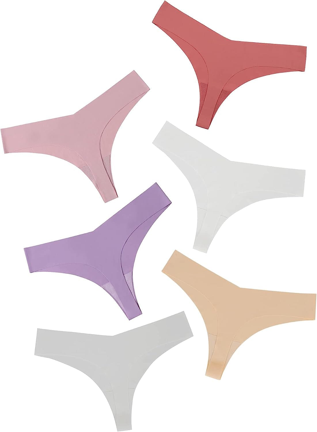 DEANGELMON Seamless Thongs for Women No Show Thong Underwear Women Comfortable Multiple Pack Candy-6pack / Small