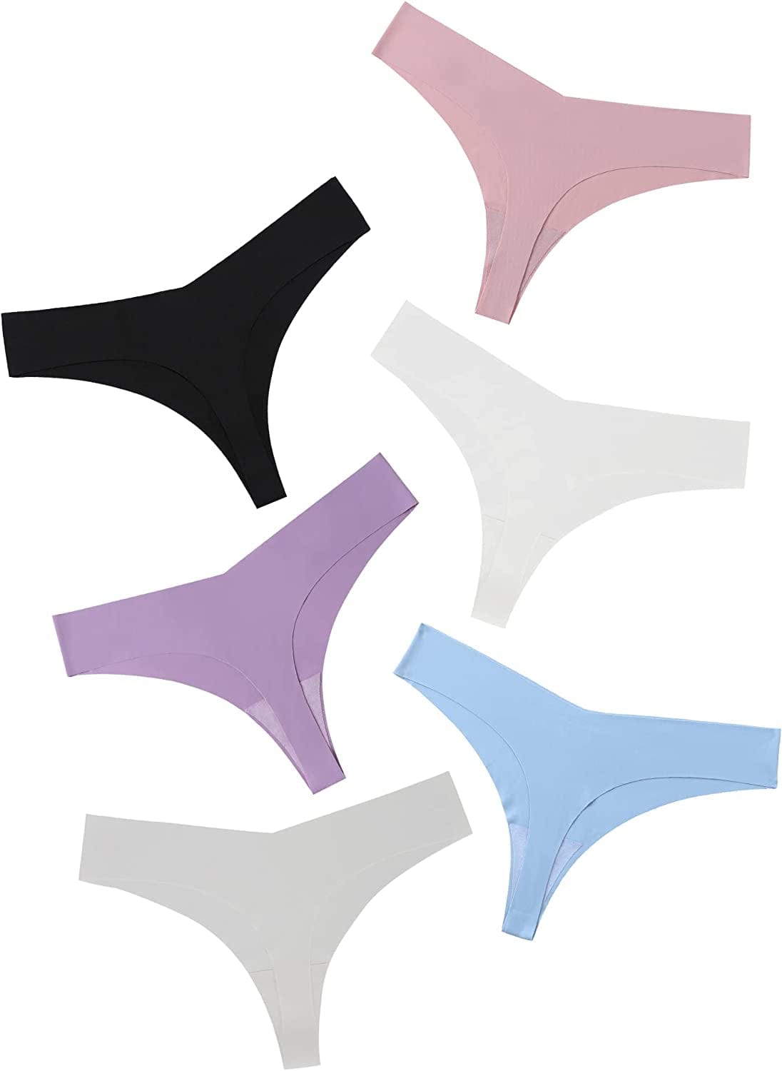 DEANGELMON Seamless Thongs for Women No Show Thong Underwear Women Comfortable Multiple Pack Taro Milk-6pack / Small