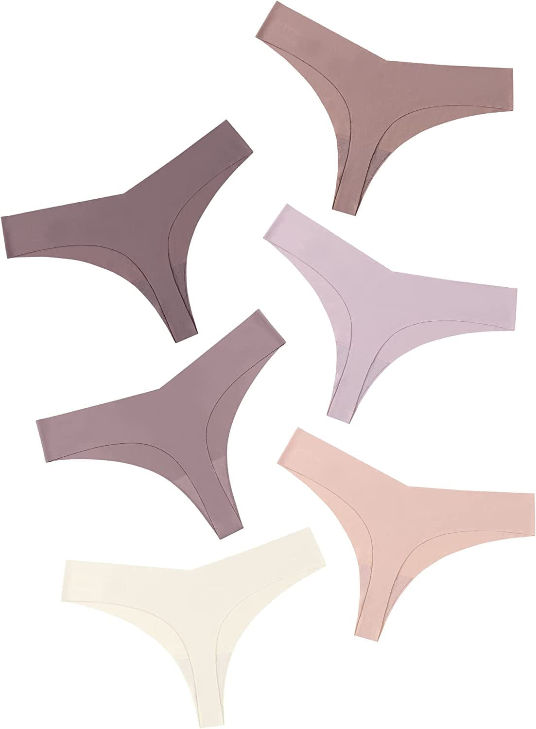 DEANGELMON Seamless Thongs for Women No Show Thong Underwear Women Comfortable Multiple Pack Bean Paste-6pack / Small