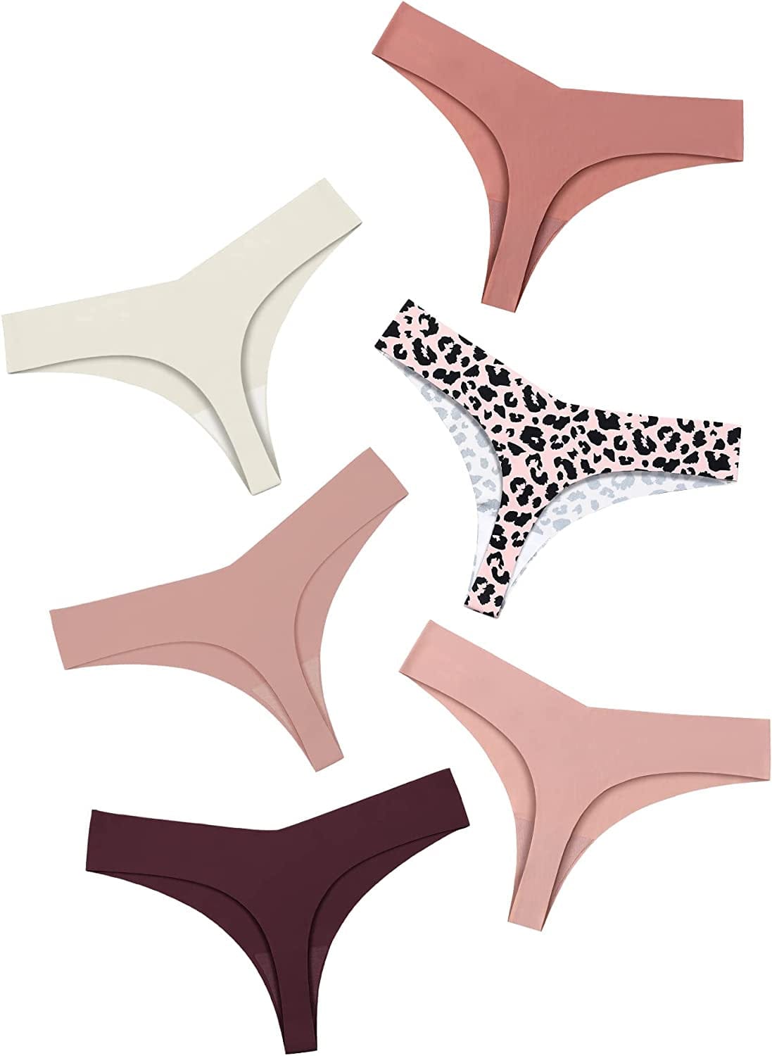 DEANGELMON Seamless Thongs for Women No Show Thong Underwear Women Comfortable Multiple Pack Pink Candy-6pack / Small