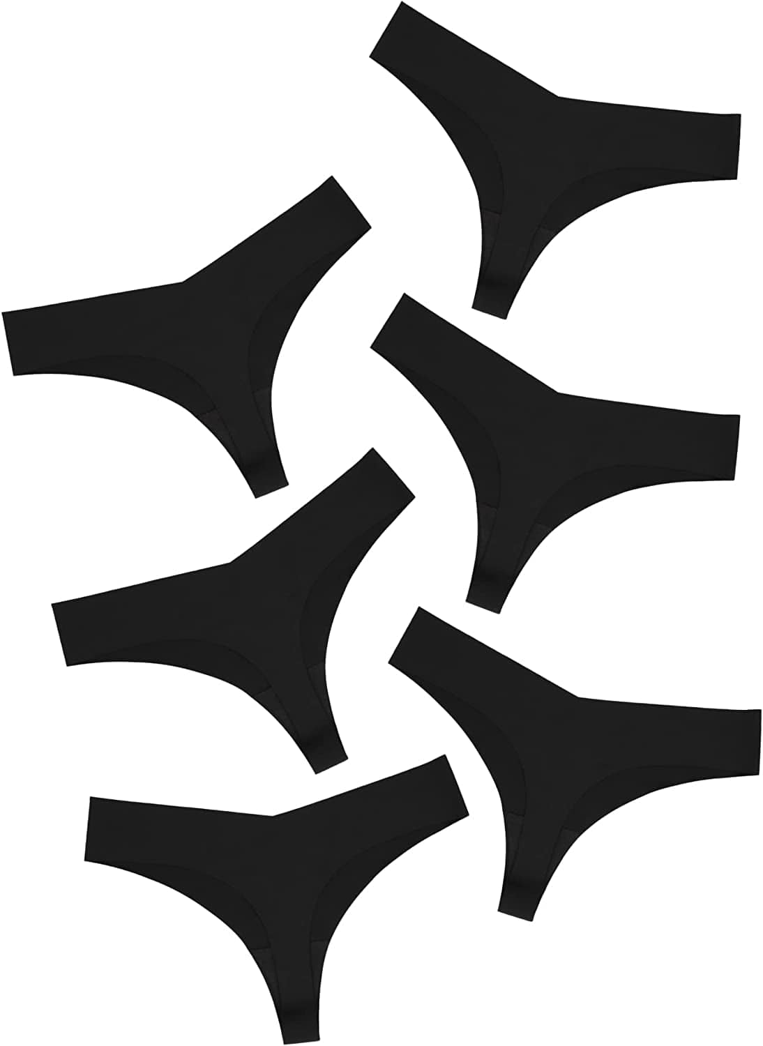 DEANGELMON Seamless Thongs for Women No Show Thong Underwear Women Comfortable Multiple Pack Black-6 Pack / Small