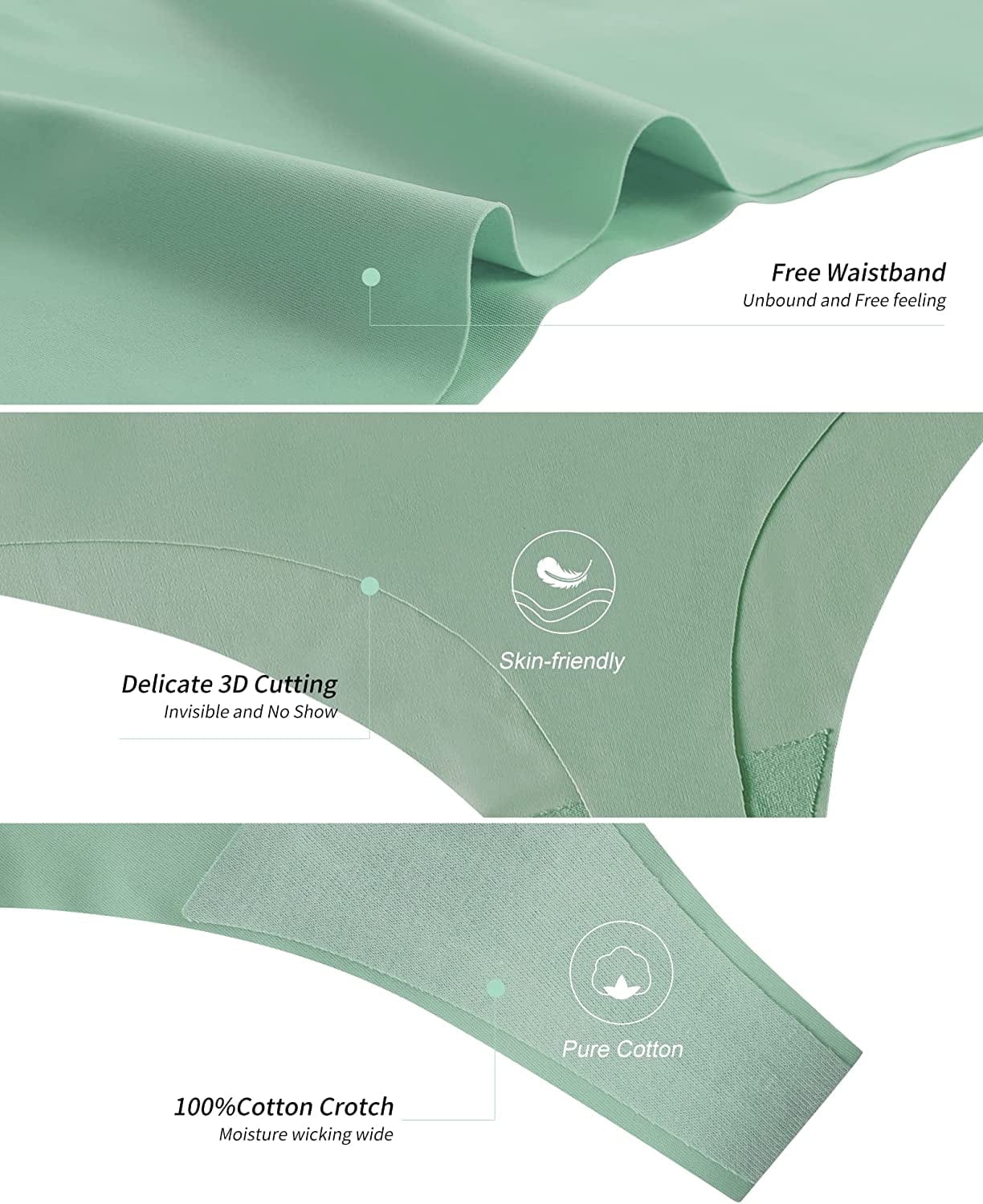 DEANGELMON Seamless Thongs for Women No Show Thong Underwear Women Comfortable Multiple Pack