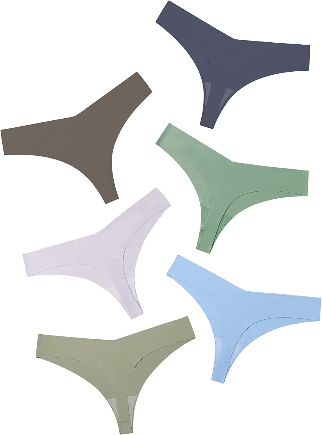 DEANGELMON Seamless Thongs for Women No Show Thong Underwear Women Comfortable Multiple Pack Healthy-6pack / Small