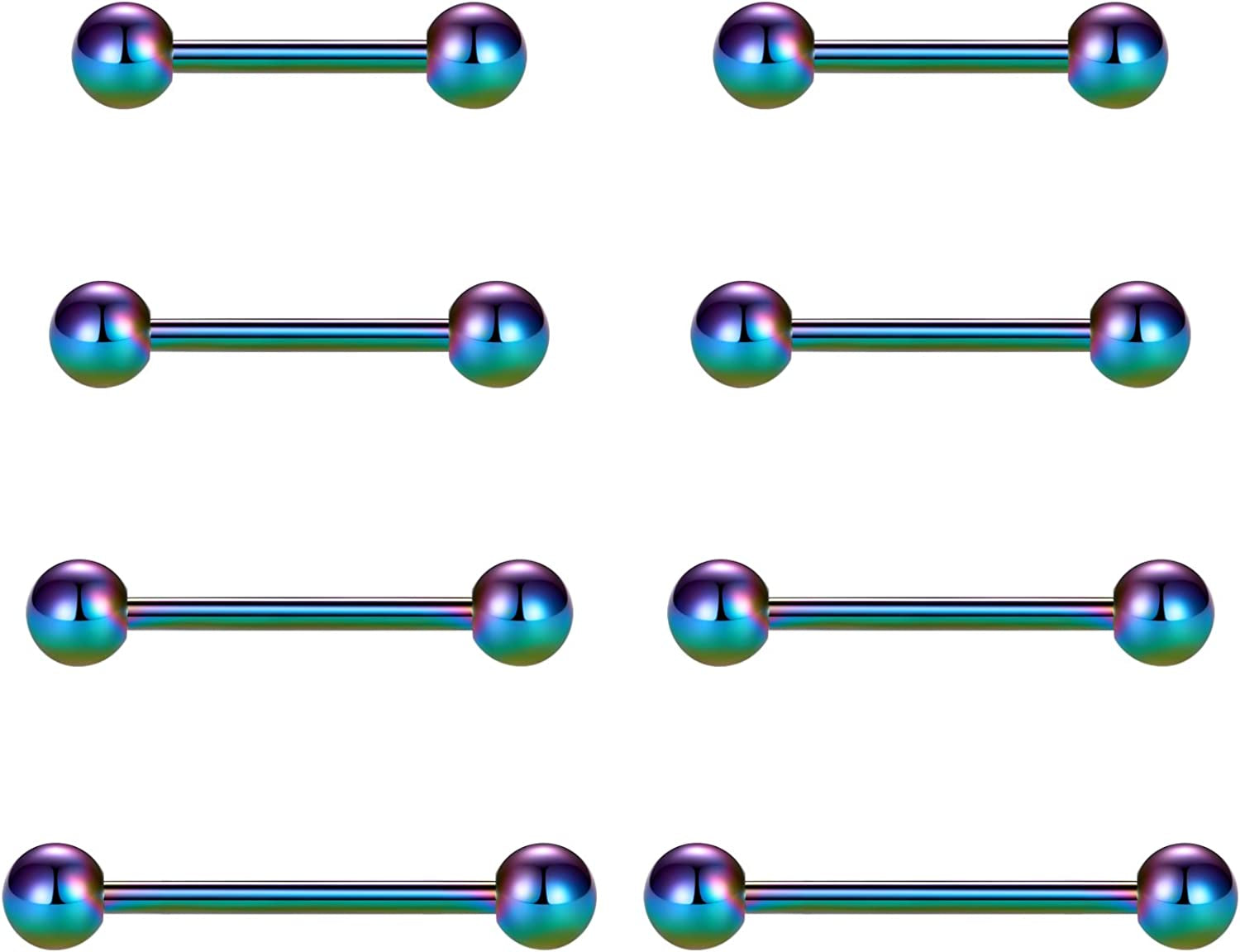 Vcmart Nipple Rings Tongue Rings Stainless Steel 14G Straight Barbells Piercing Jewelry 12Mm,14Mm,16Mm,18Mm Apparel & Accessories > Jewelry > Body Jewelry vcmart 5 -rainbow