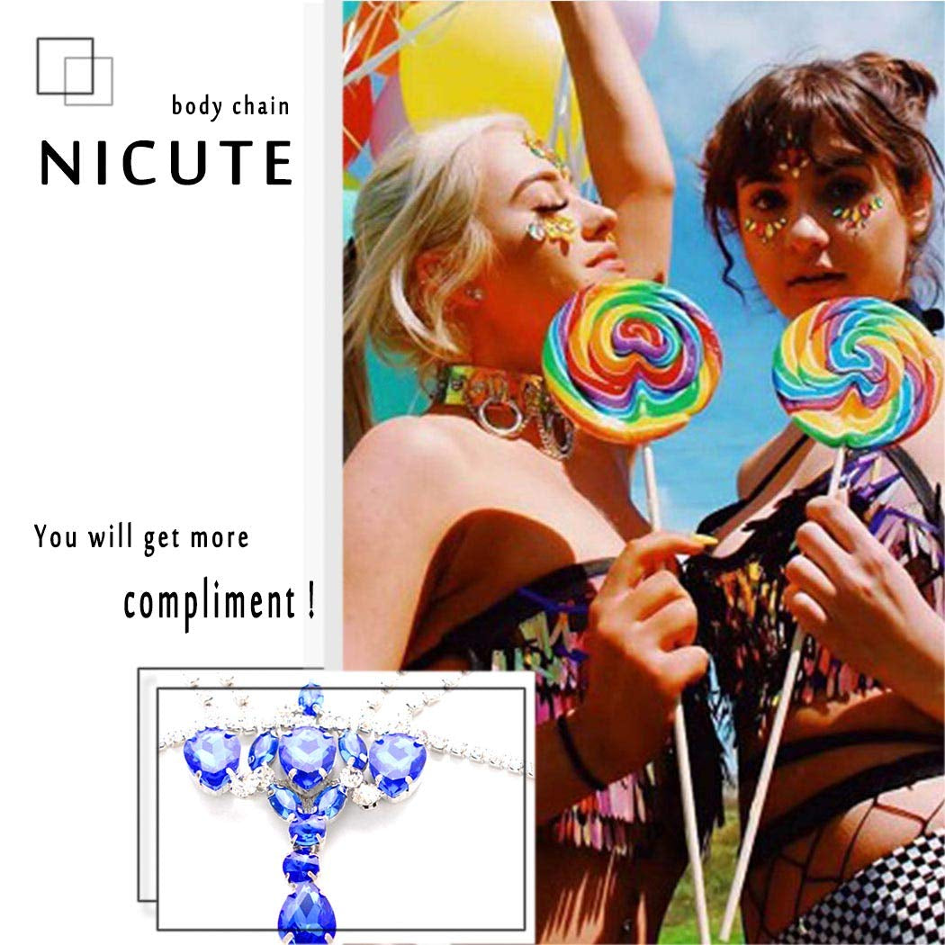Nicute Boho Body Chain Rhinestone Bikini Bra Chains Summer Costumes Body Jewelry for Women and Girls (Silver) Apparel & Accessories > Jewelry > Body Jewelry Nicute