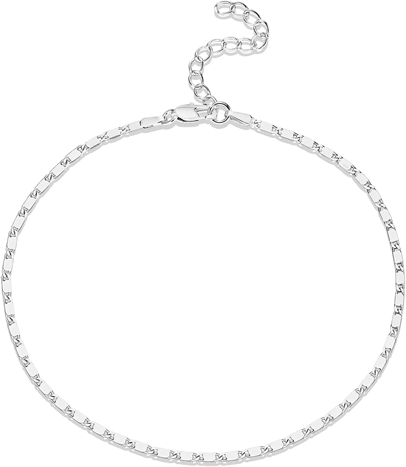 PAVOI 14K Gold Plated Charm Link Flat Gold Anklets for Women Apparel & Accessories > Jewelry > Anklets PAVOI Marina white plated