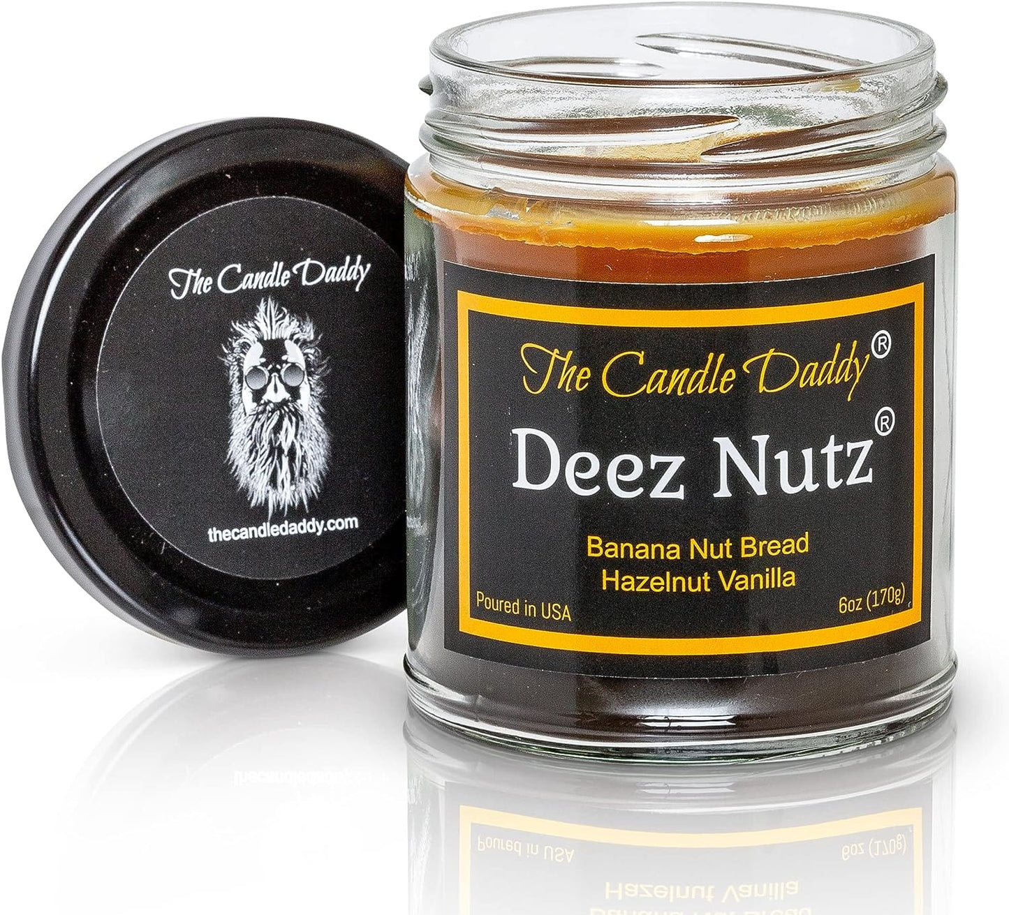 Deez Nutz- Funny- Banana Nut Bread- Hazelnut Vanilla- Scented Candle- Double Pour- 6 Ounce- 40 Hour Burn Time