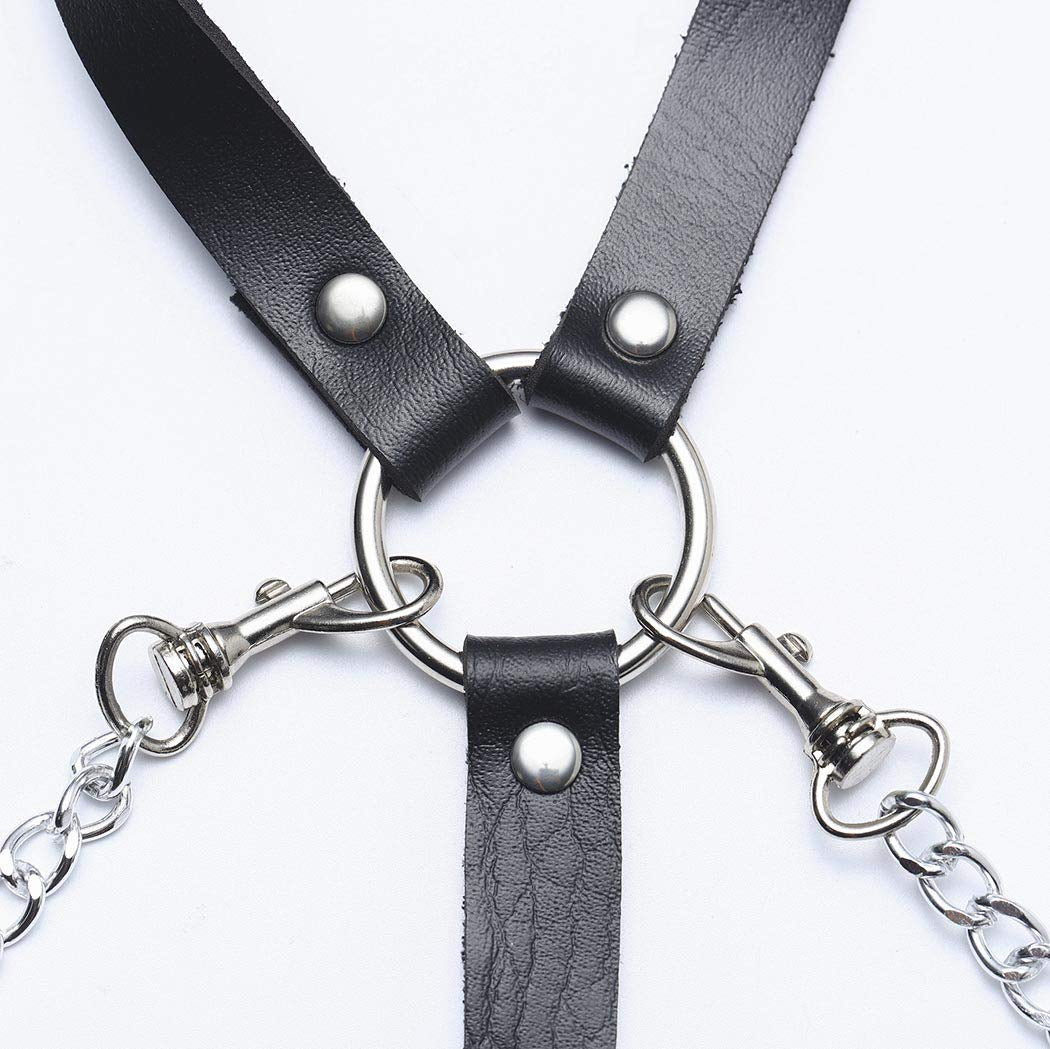 Asooll Punk Leather Body Chains Tassel Black Waist Belt Chain Beach Body Chain Bra Fashion Harness Charm Body Accessories Jewelry for Women and Girls Apparel & Accessories > Jewelry > Body Jewelry Asooll