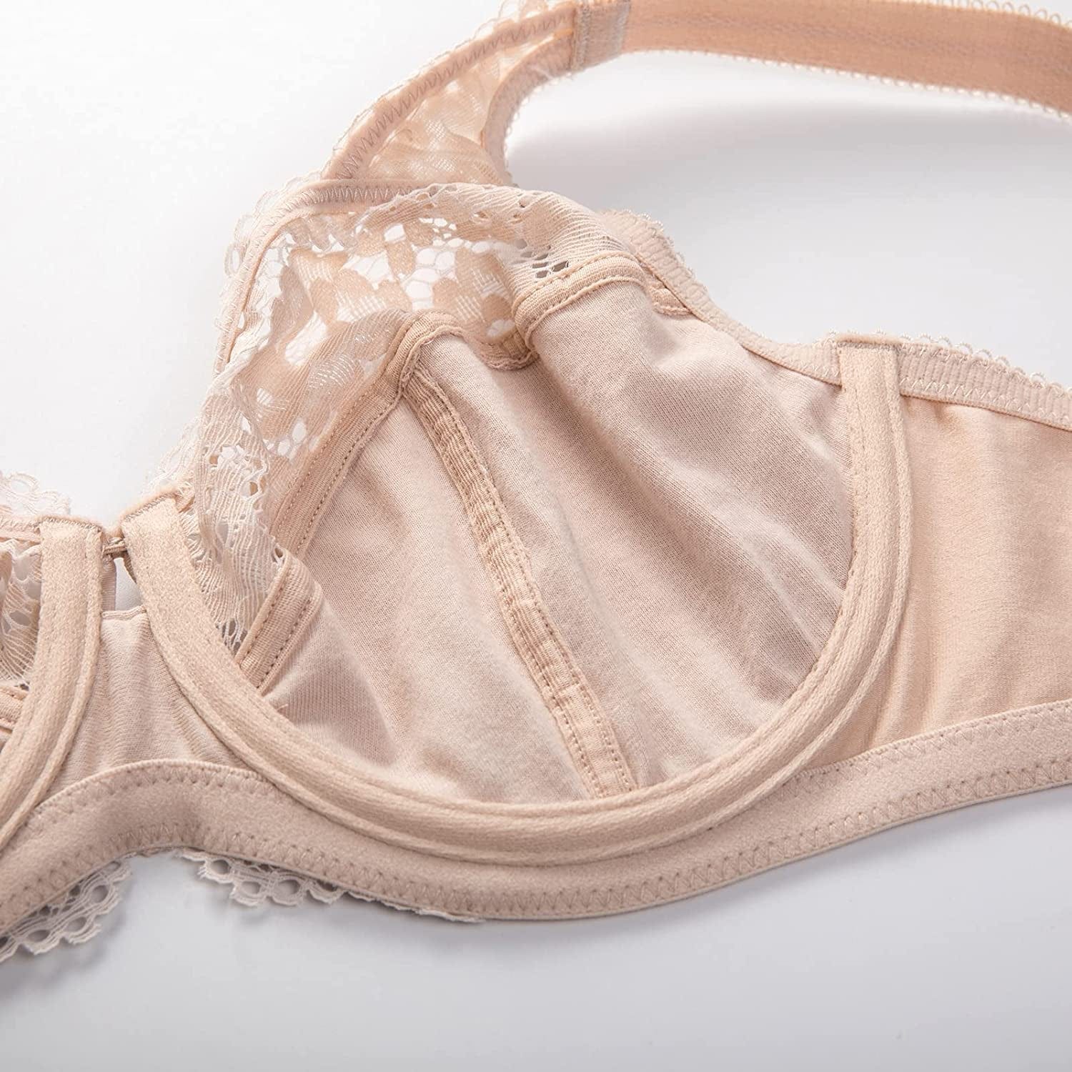 DELIMIRA Women'S Lace plus Size Bra Underwire Support Full Coverage Unlined Cotton Bras