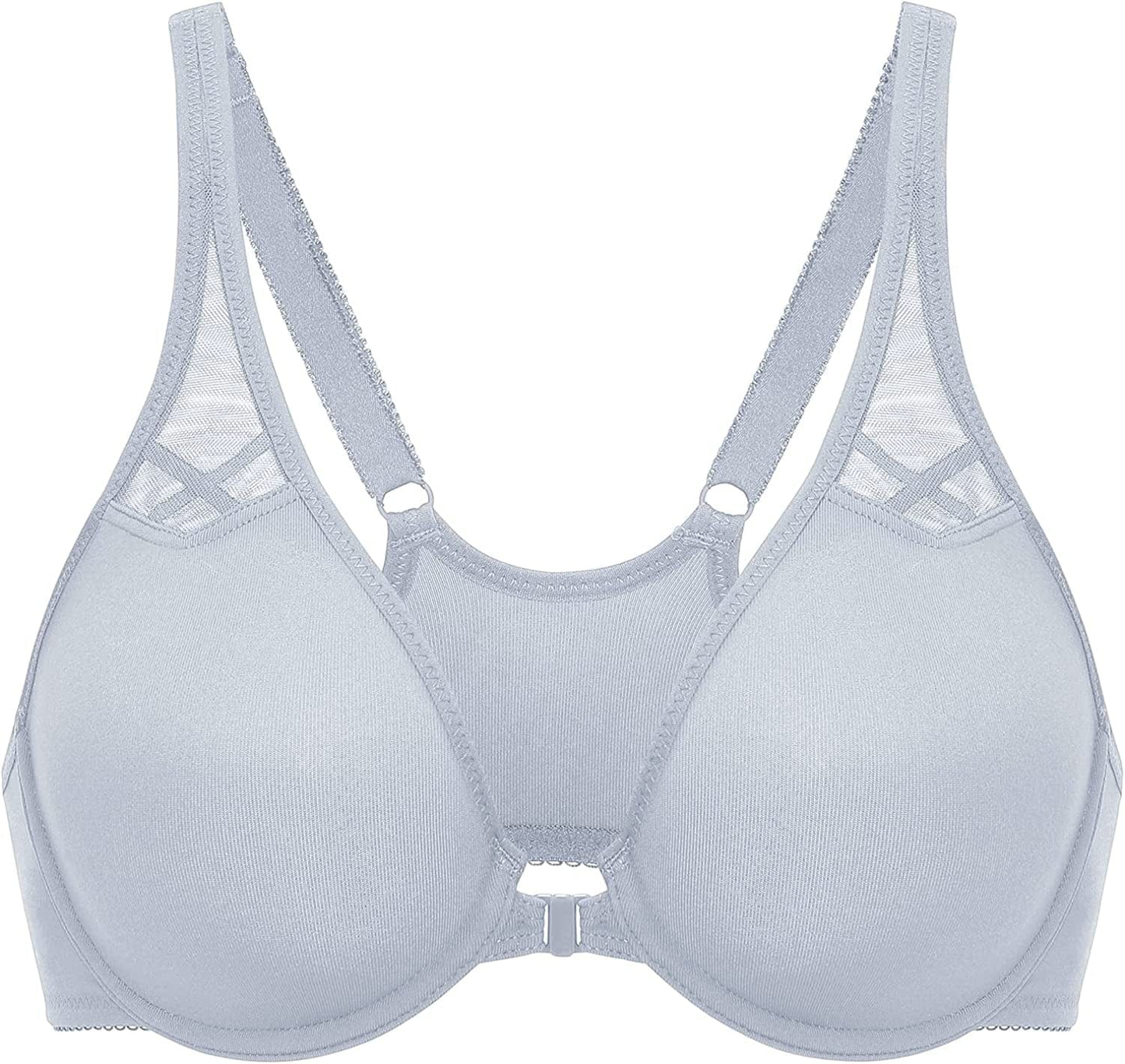 DELIMIRA Women'S Racerback Front Closure plus Size Seamless Comfort Underwire Bra Opal Gray / 40F