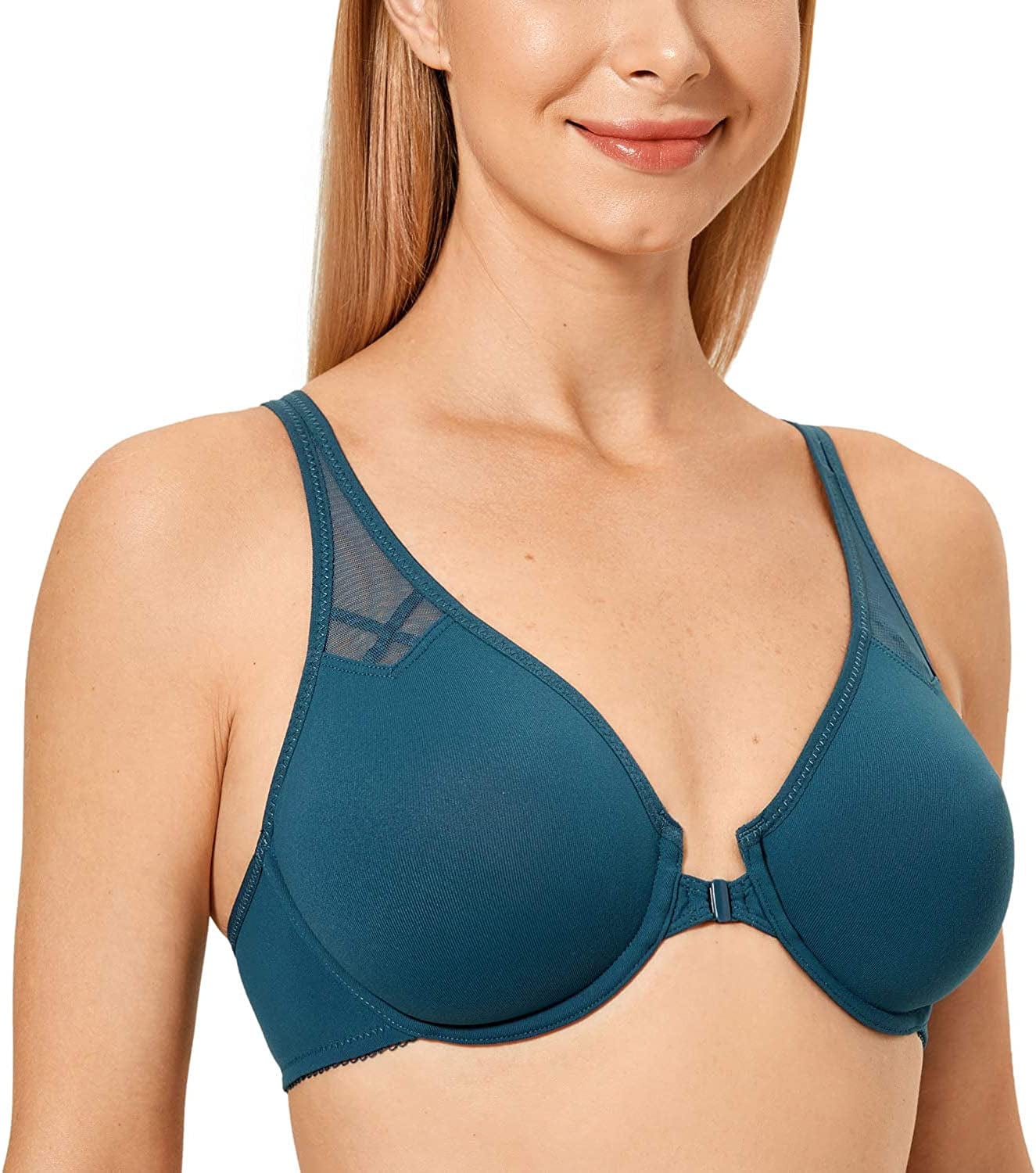 DELIMIRA Women'S Racerback Front Closure plus Size Seamless Comfort Underwire Bra Peace Mazarine / 40D