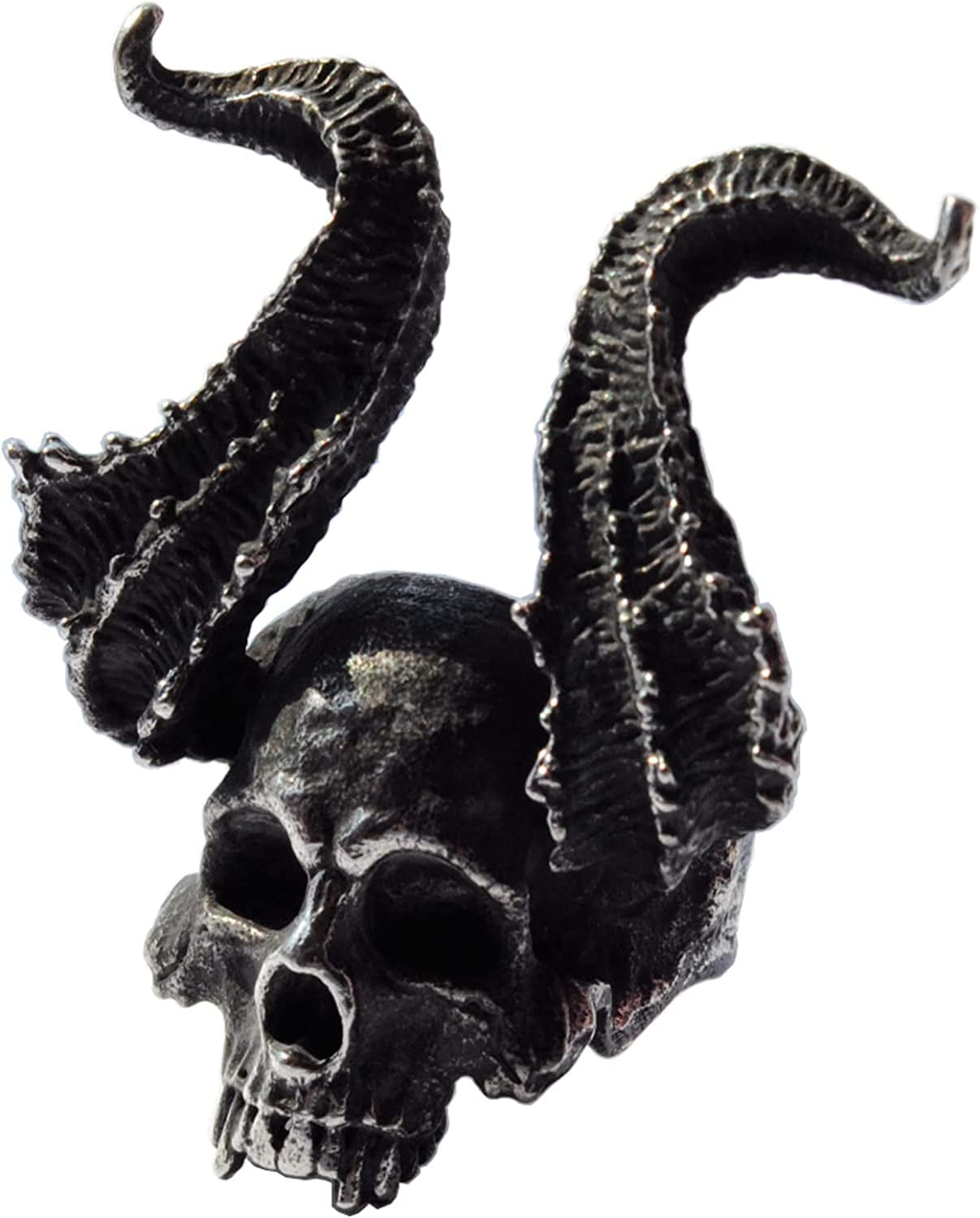 Demon Head Skull Ring Big Horned Stainless Steel Biker Jewelry Ring Men B / 13