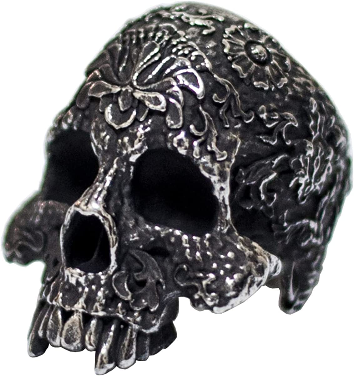 Demon Head Skull Ring Big Horned Stainless Steel Biker Jewelry Ring Men R796 / 8
