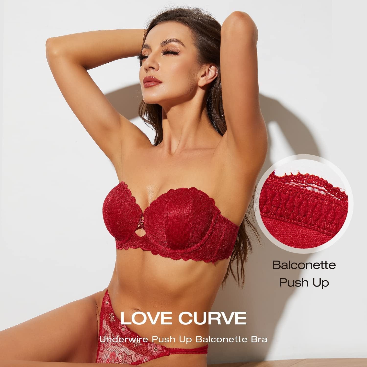 Deyllo Women'S Sexy Lace Push up Bra Underwire Lightly Lined Padded Strapless Bra