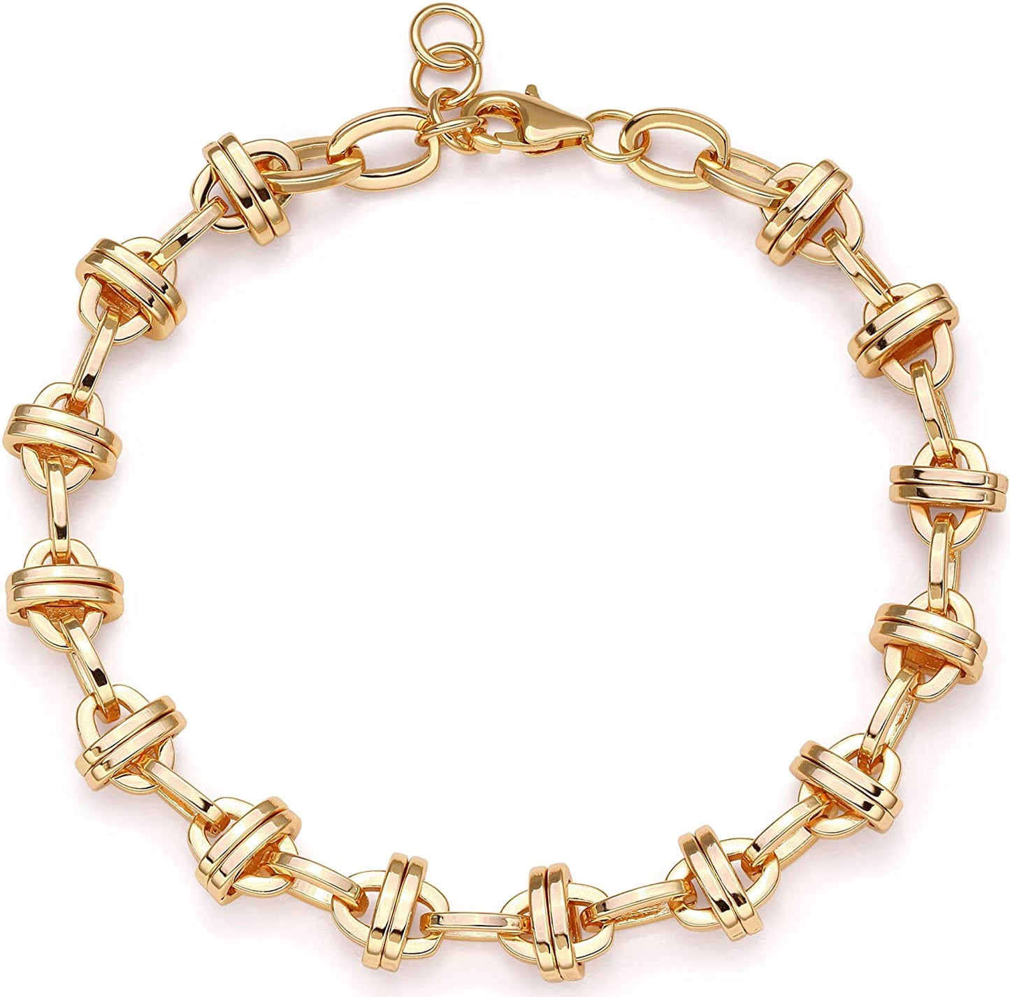MEVECCO Gold Beaded Bracelets,18K Gold Plated Handmade Cute Satellite Diamond Cut Oval and round Beads Rope Chain Dainty Bracelet for Women Apparel & Accessories > Jewelry > Bracelets Mevecco Chunky link